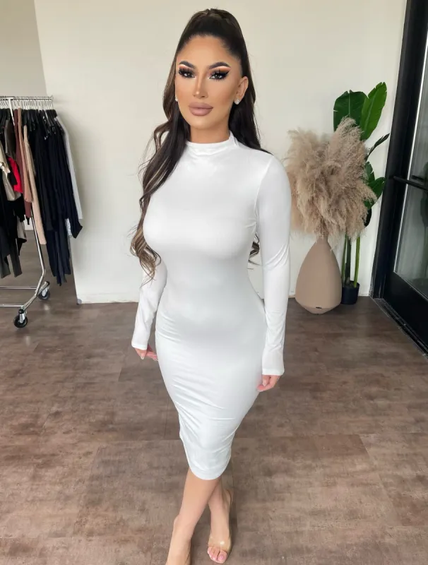 Camera Long Sleeve Dress(Off White) sold by OOTDFash
