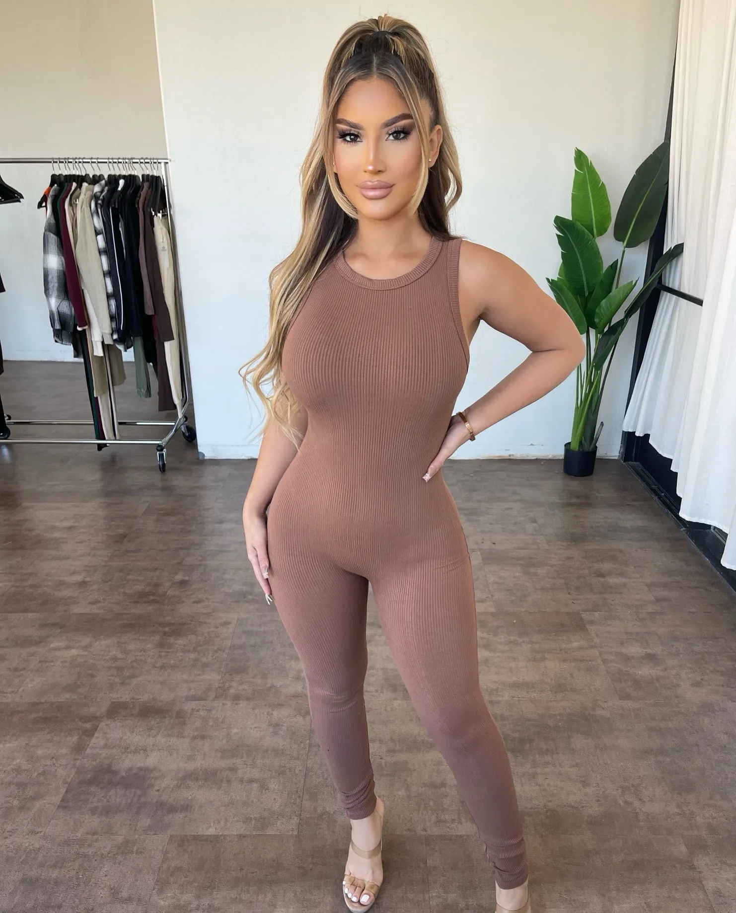 Sonia Ribbed Jumpsuit(Brown) sold by OOTDFash