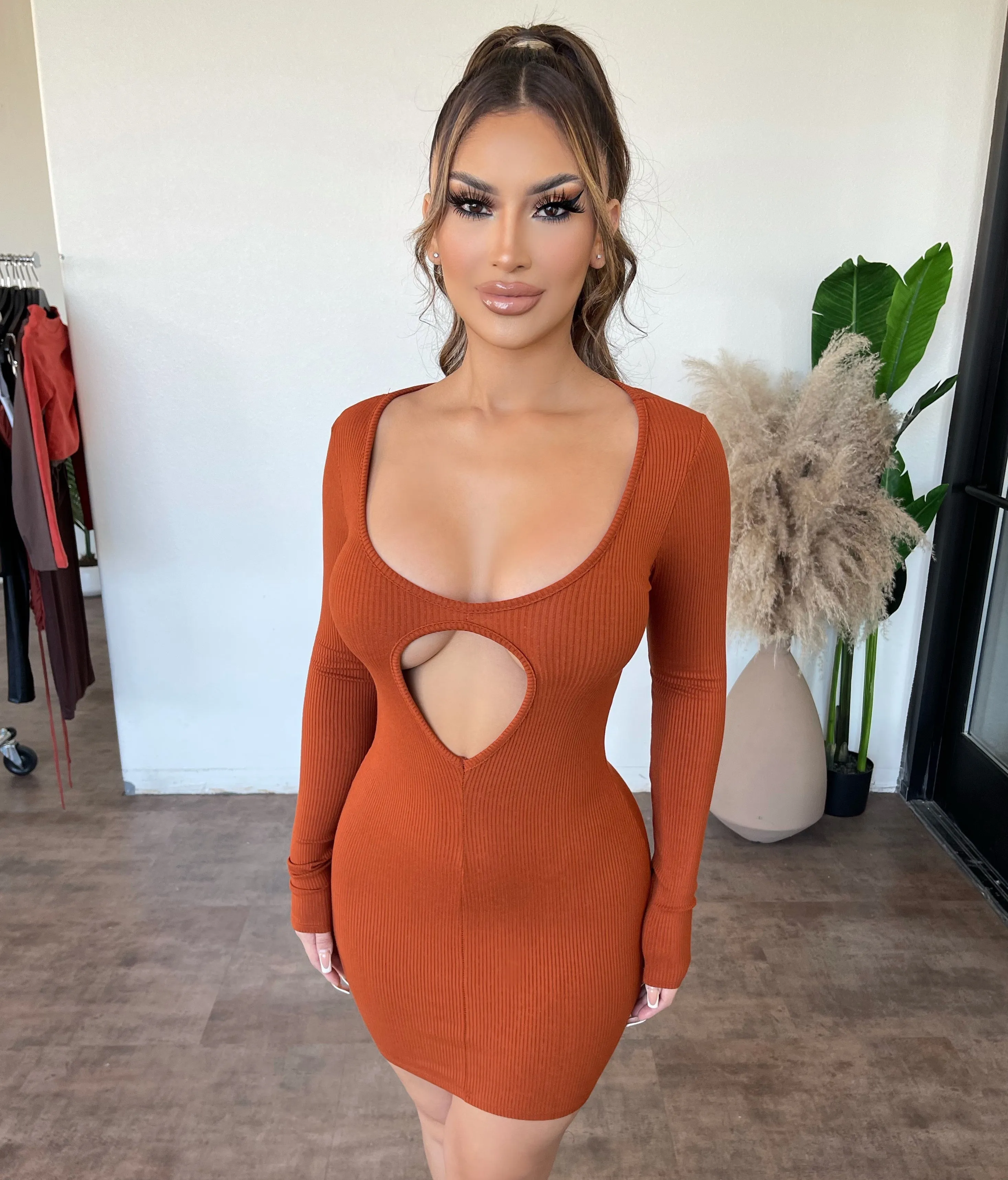 Skylar Long Sleeve Dress(Rust) sold by OOTDFash
