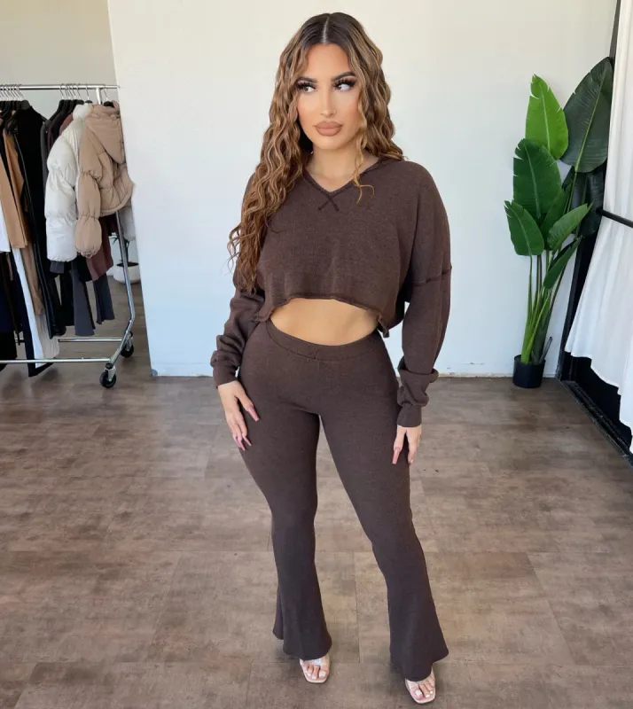 Jacie Knitted Flare Pants (Chocolate) sold by OOTDFash