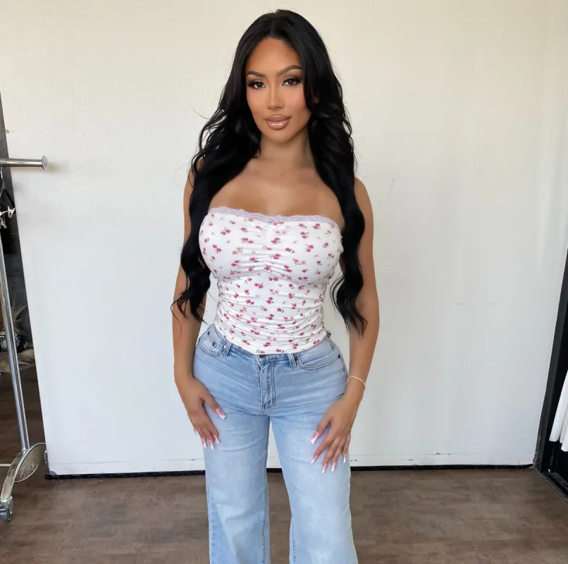 Blesa Laced Top (Red Flower) sold by OOTDFash