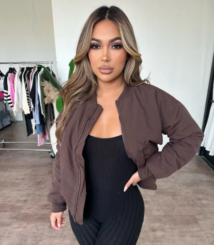 Hailey Bomber Jacket (Brown) sold by OOTDFash