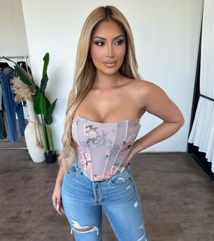 Ophlia Corset Top(Taupe Multi) sold by OOTDFash