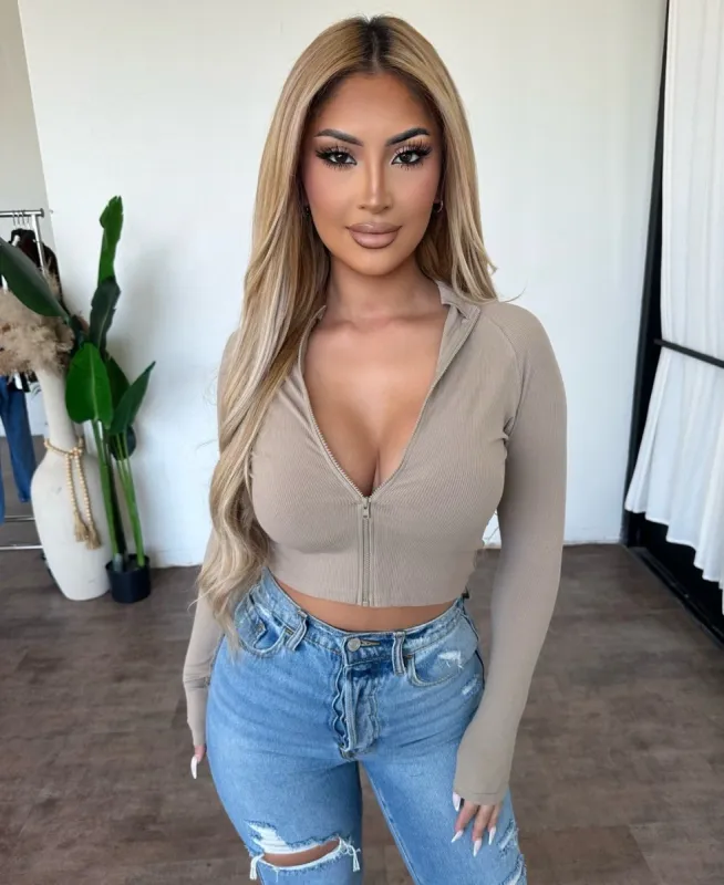 Jaded London Slash Top In Taupe | Parallel