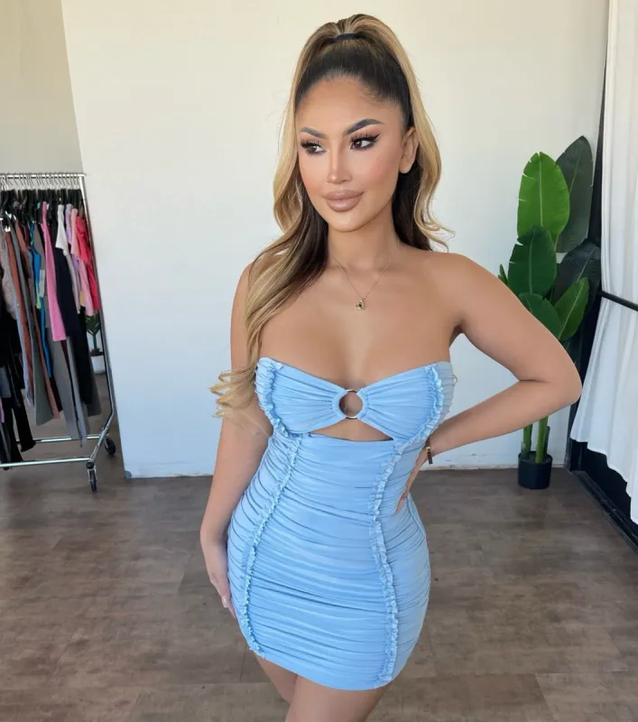 Anna Mini Dress(Baby Blue) sold by OOTDFash