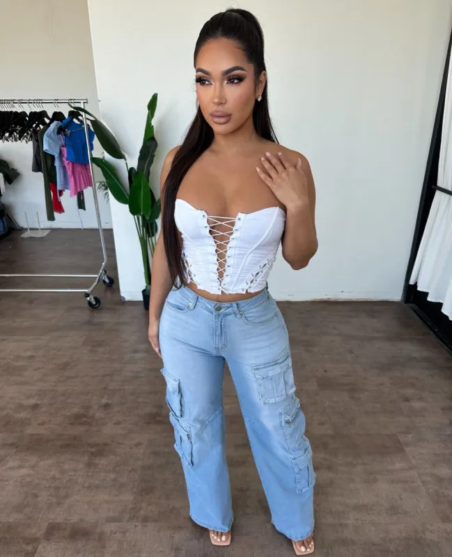 Cynthia Cargo Pants (L.T Blue) sold by OOTDFash