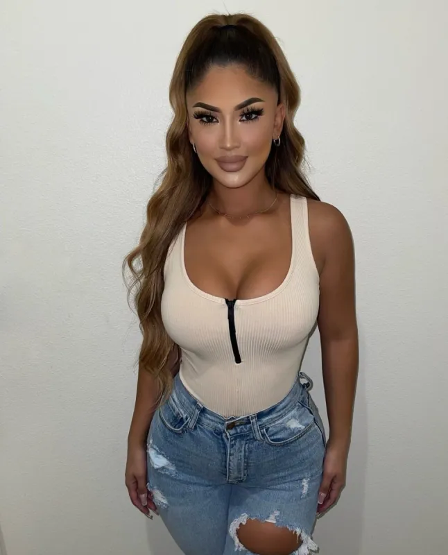 Pamila Zipper Bodysuit(Cream)FINAL SALE sold by OOTDFash