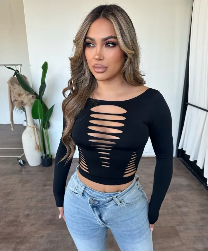 Xyla Top (Black) sold by OOTDFash