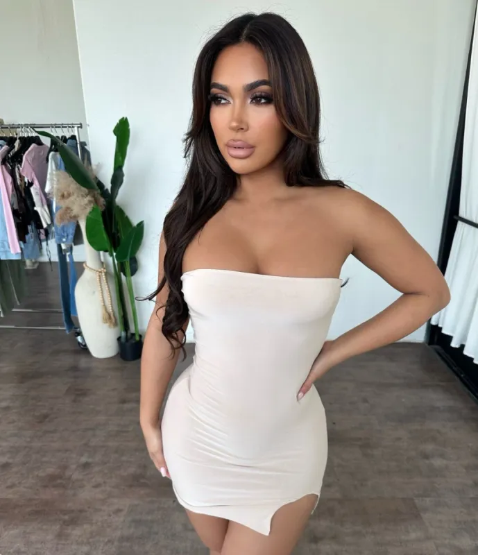 Mila Tube Dress (Taupe) sold by OOTDFash
