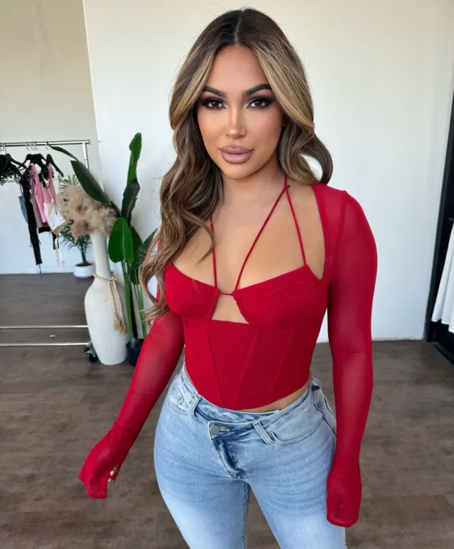 Stacey Corset Top(Red) sold by OOTDFash