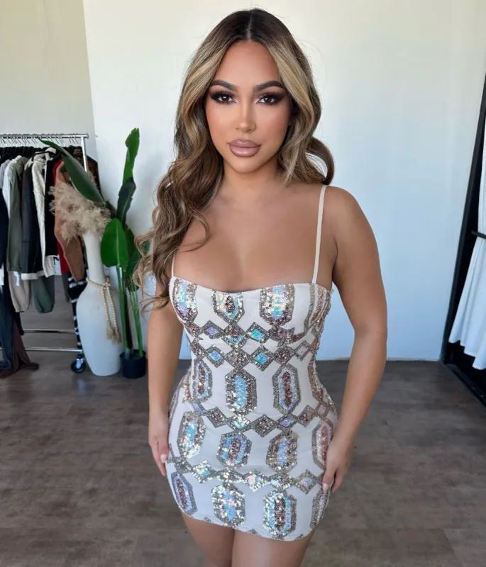 Selena Sequins Dress(Nude) sold by OOTDFash