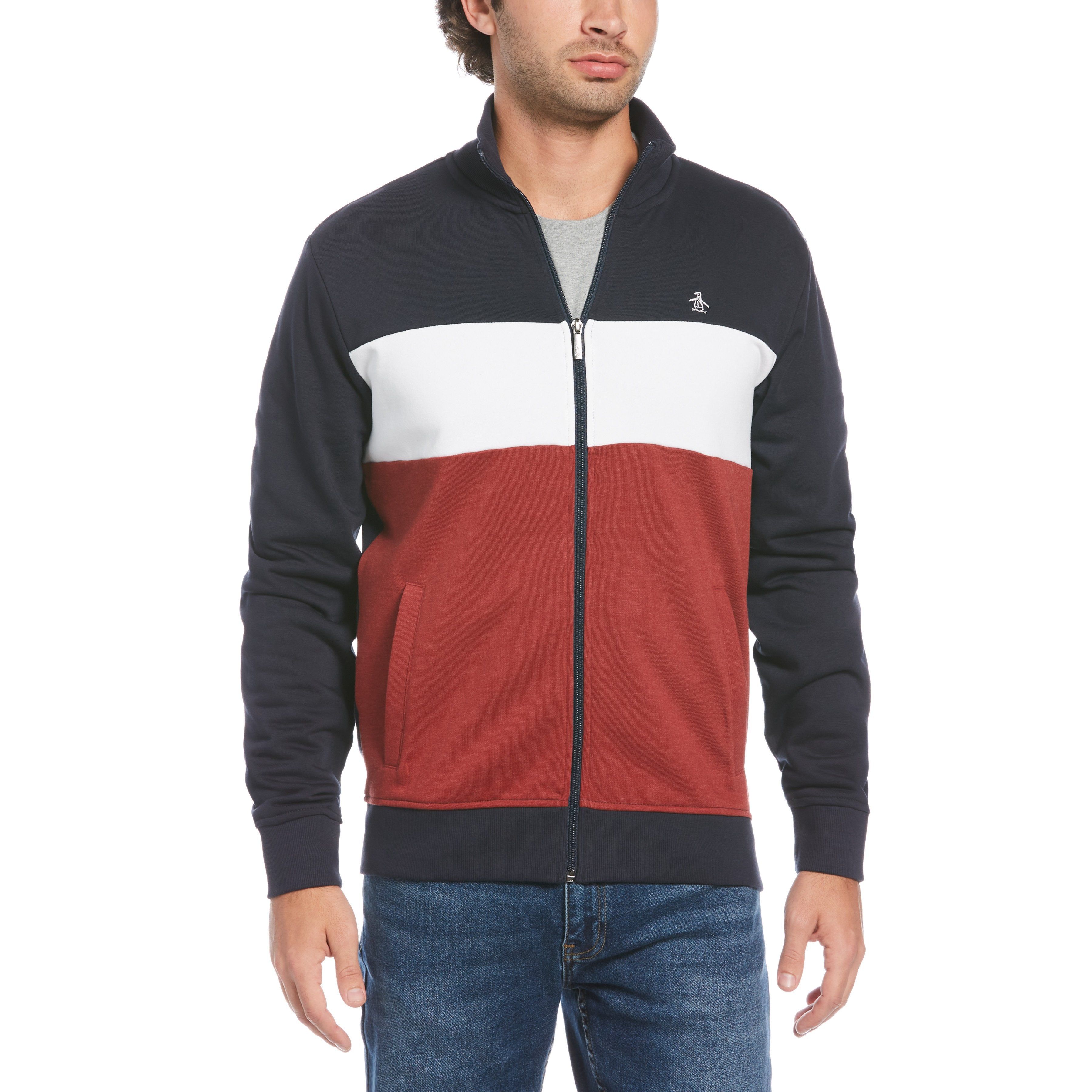Chest Stripe Full Zip Fleece Jacket sold by Original Penguin