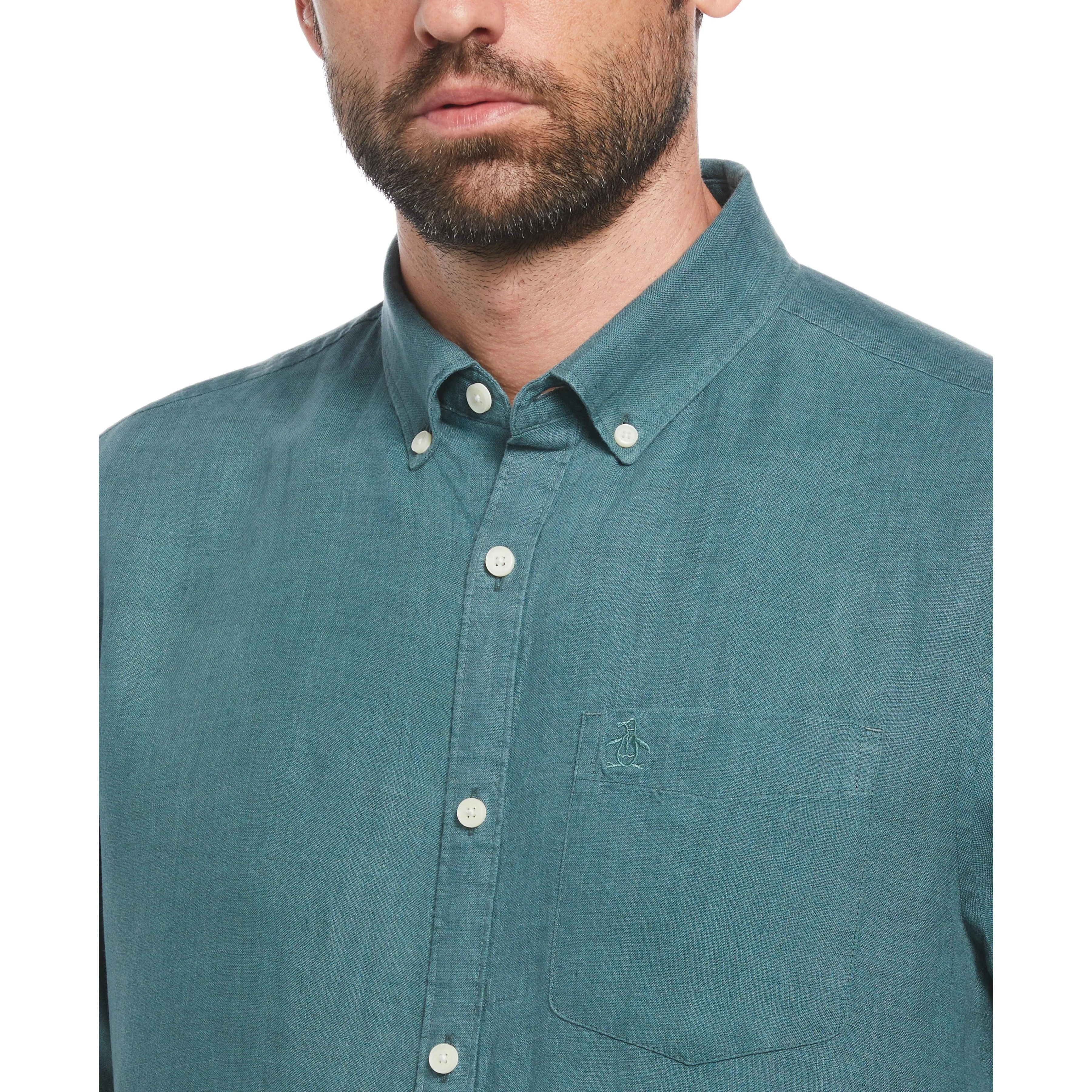 Delave Linen Button-Down Shirt sold by Original Penguin product image thumbnail 3