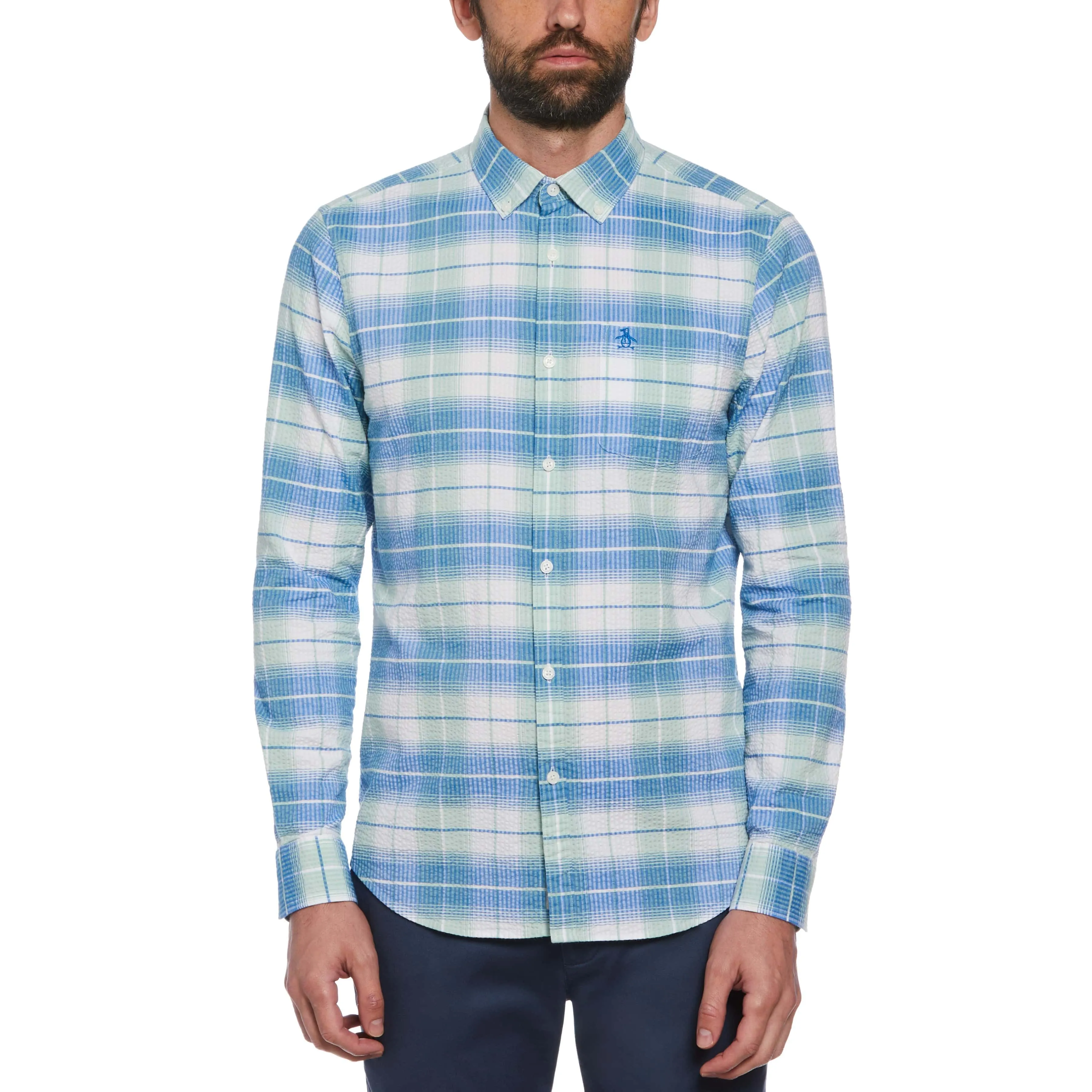 Seersucker Plaid Print Shirt sold by Original Penguin