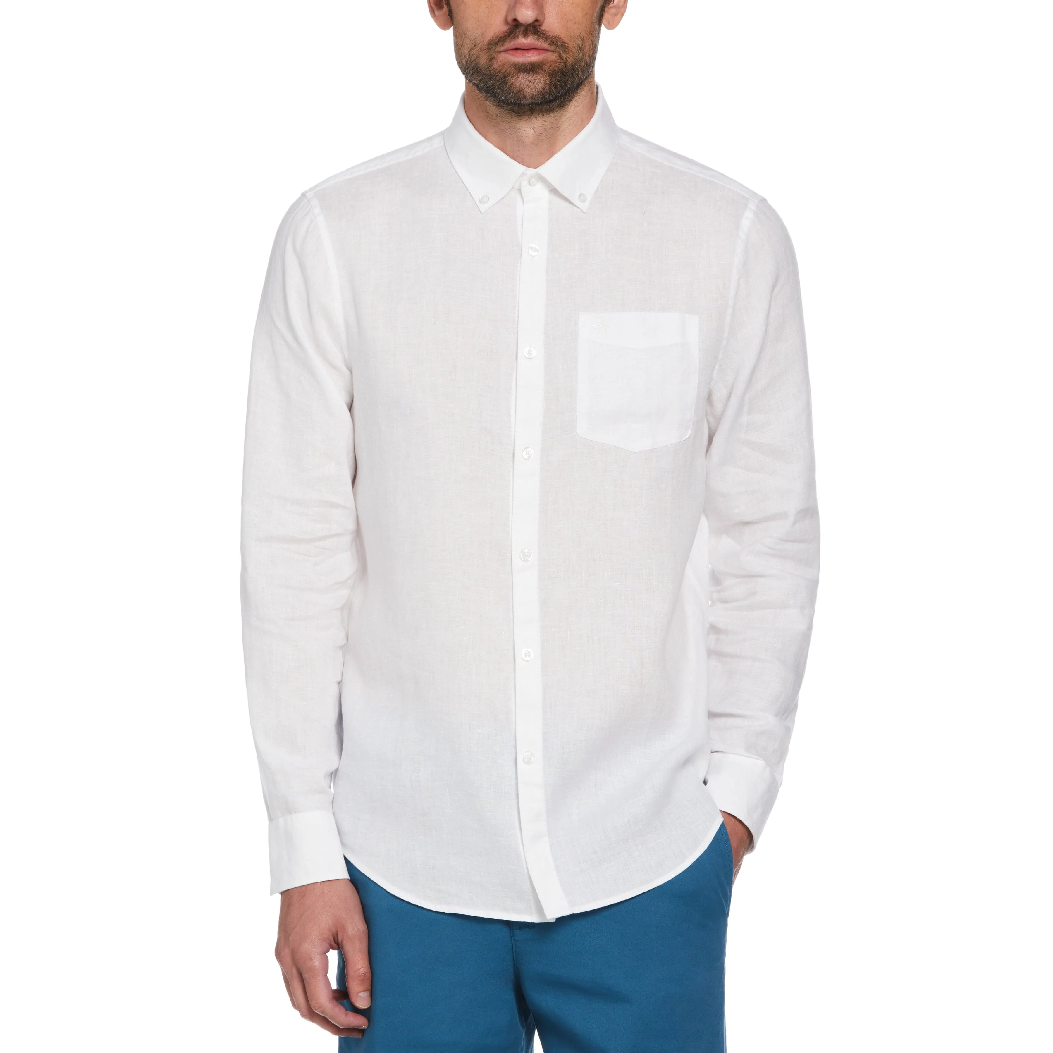 Long Sleeve Washed Linen Shirt sold by Original Penguin