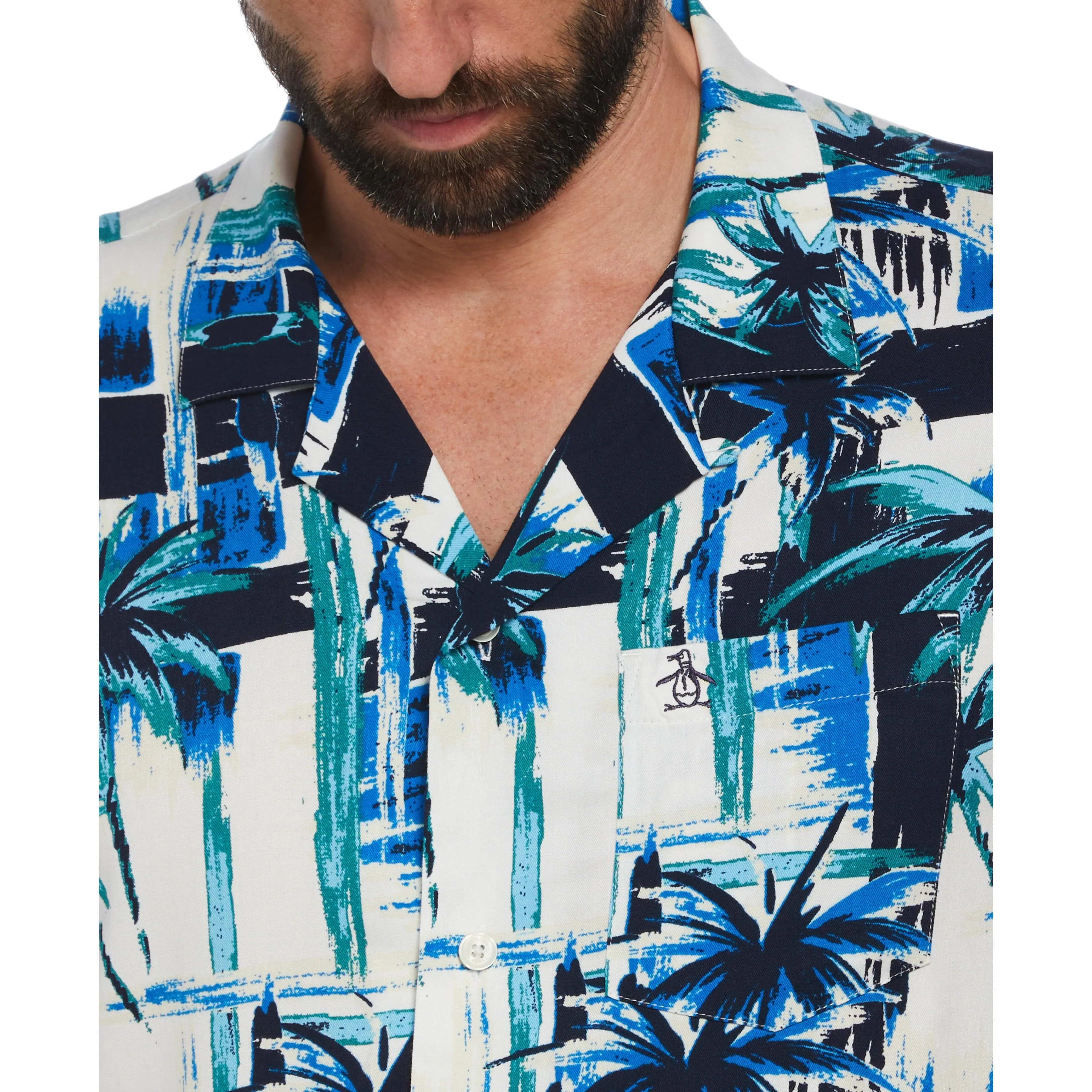 Palm Tree Print Camp Collar Soft Shirt sold by Original Penguin product image thumbnail 3