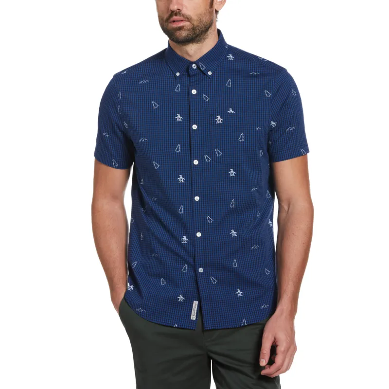 Gingham Holiday Pete Print Shirt sold by Original Penguin