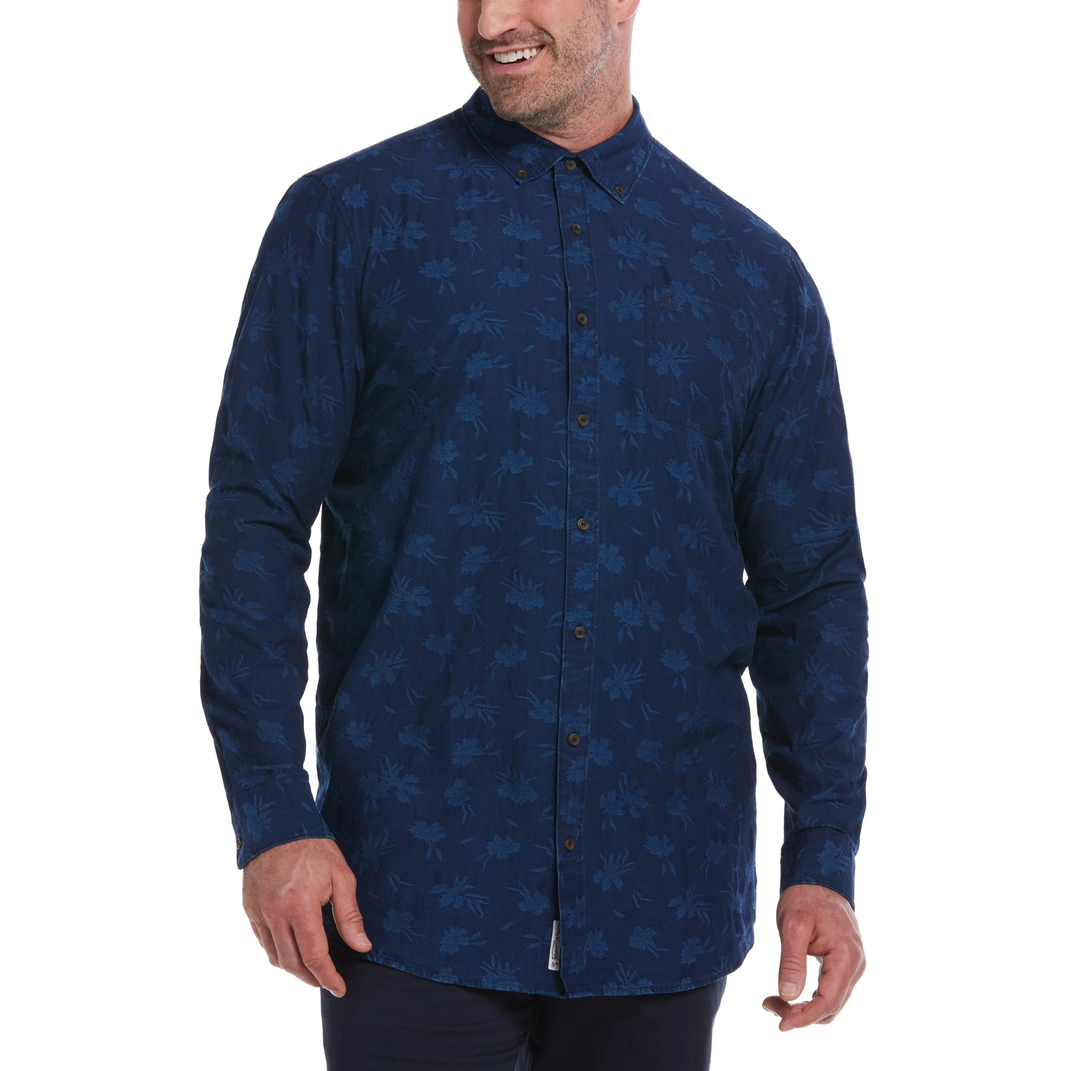 Big & Tall Jacquard Denim Shirt sold by Original Penguin