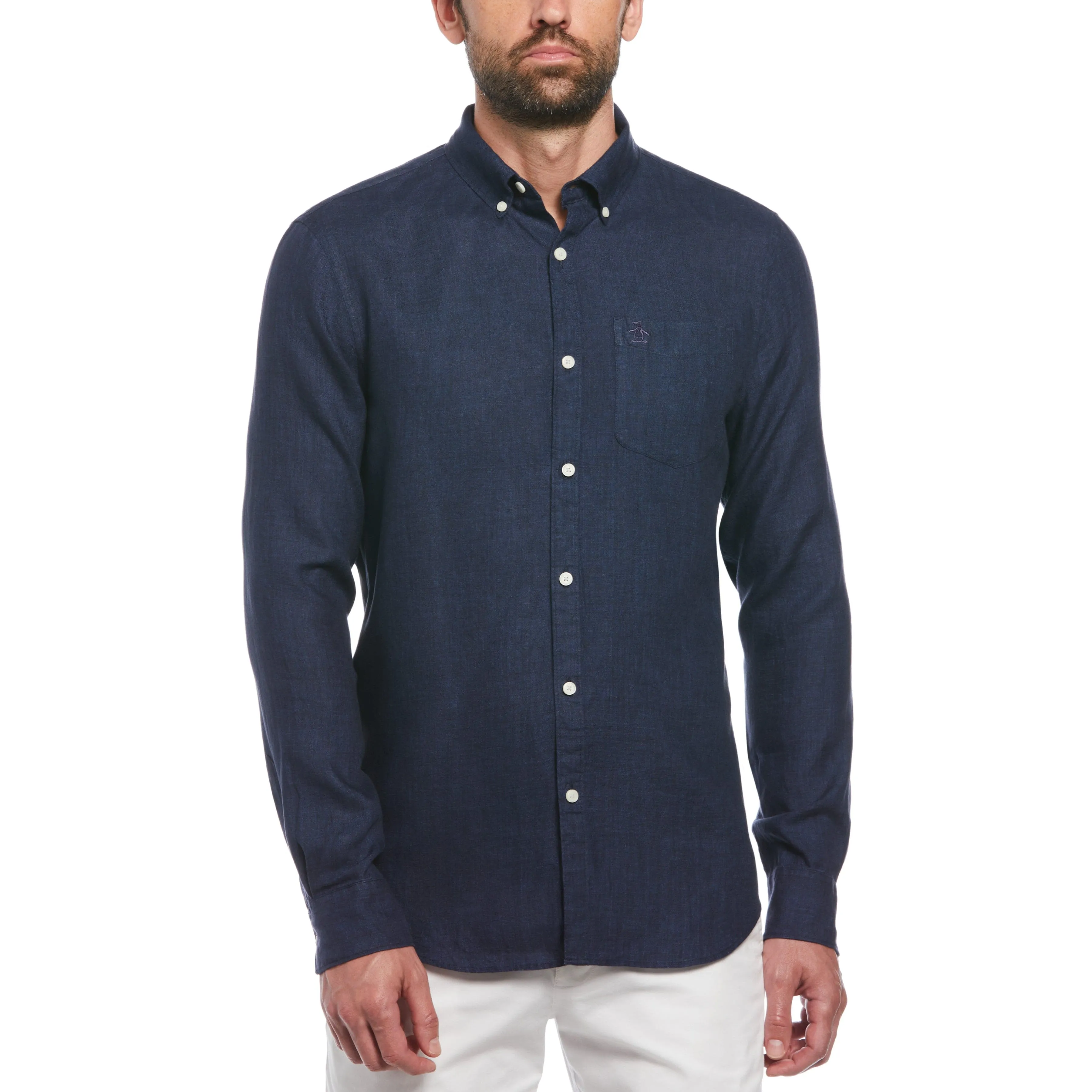 Linen Long Sleeve Button-Down Shirt sold by Original Penguin
