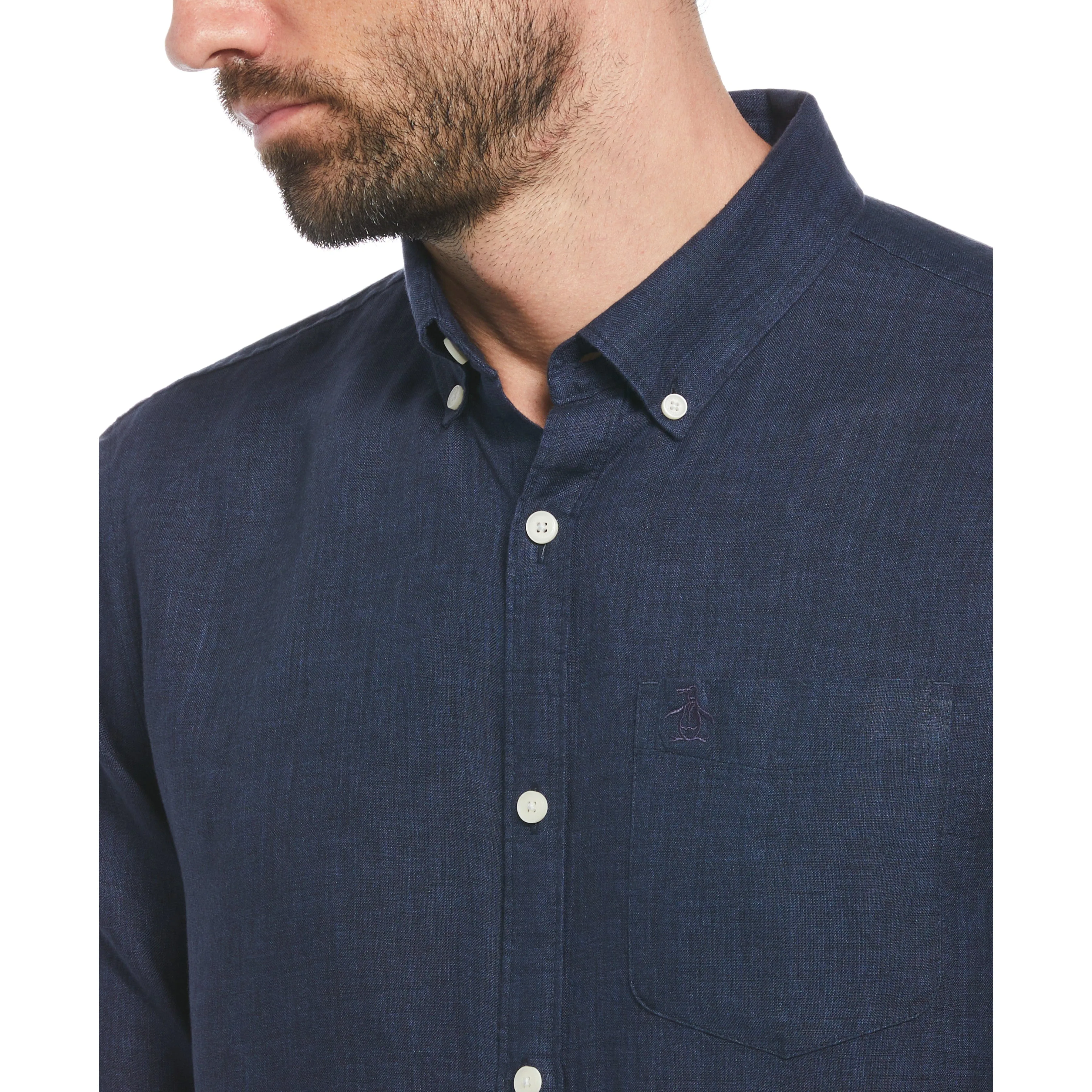 Linen Long Sleeve Button-Down Shirt sold by Original Penguin product image thumbnail 3