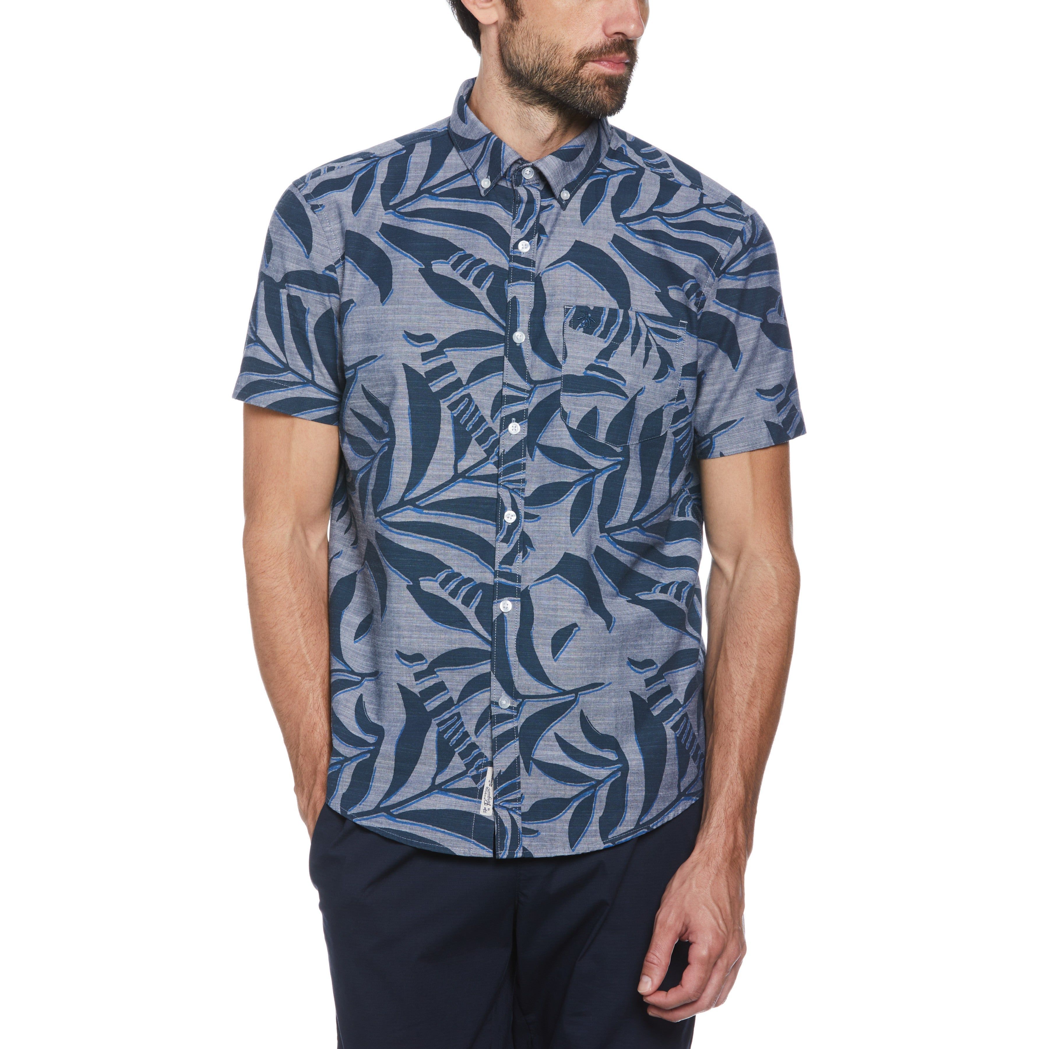 Chambray Leaves Print Shirt sold by Original Penguin