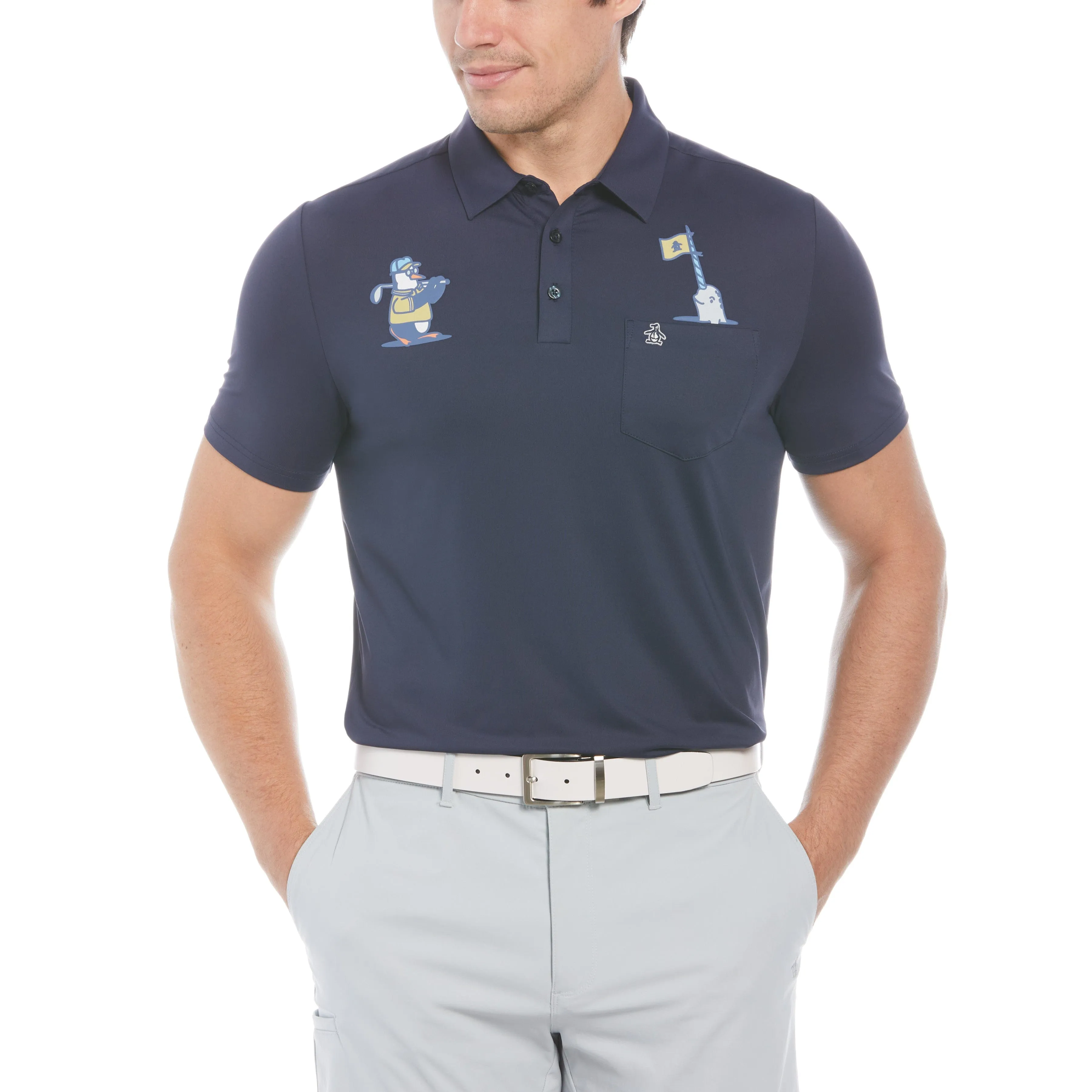 Mixed Media Polar Pete Print Golf Polo Shirt sold by Original Penguin