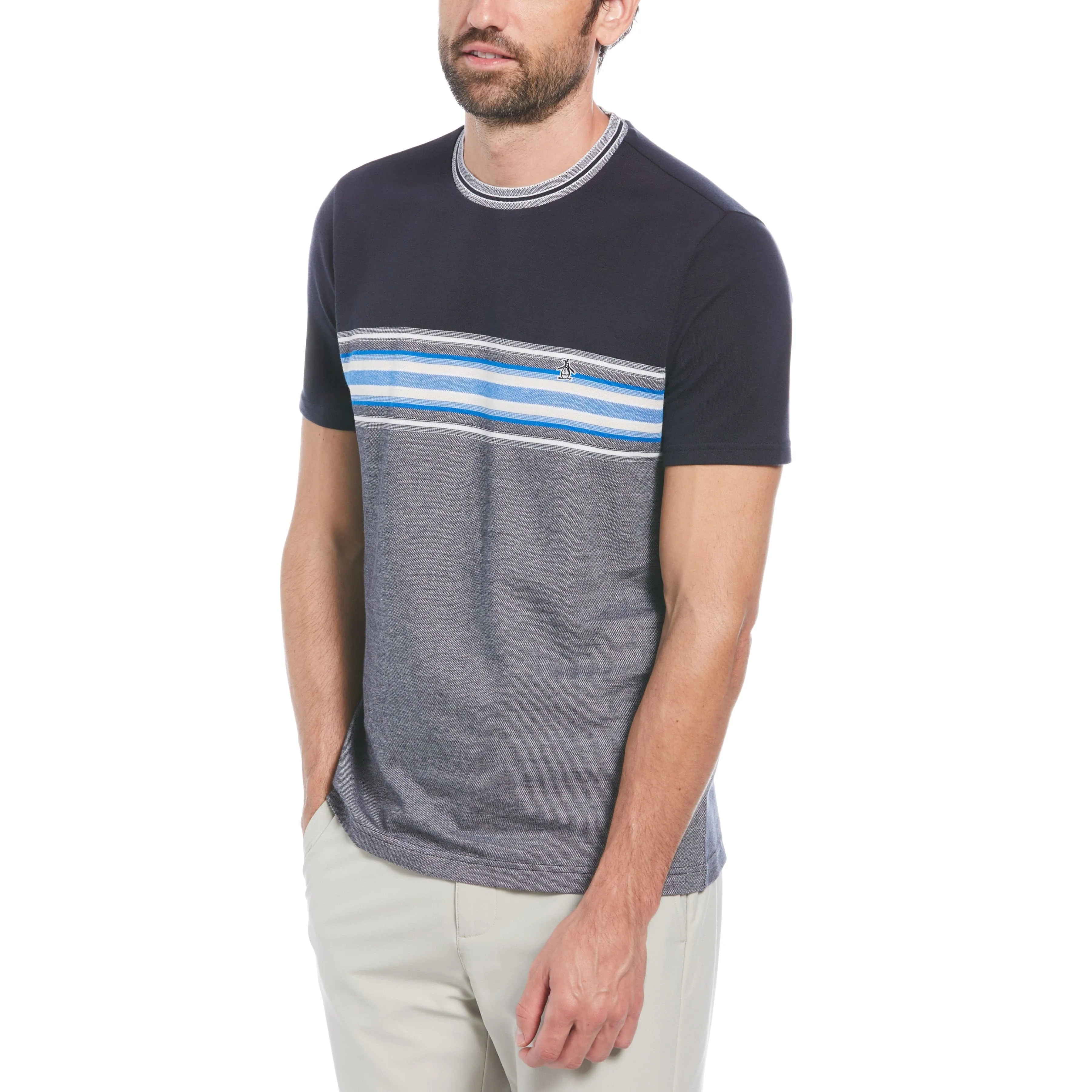 Engineered Chest Stripe Pique Tee sold by Original Penguin