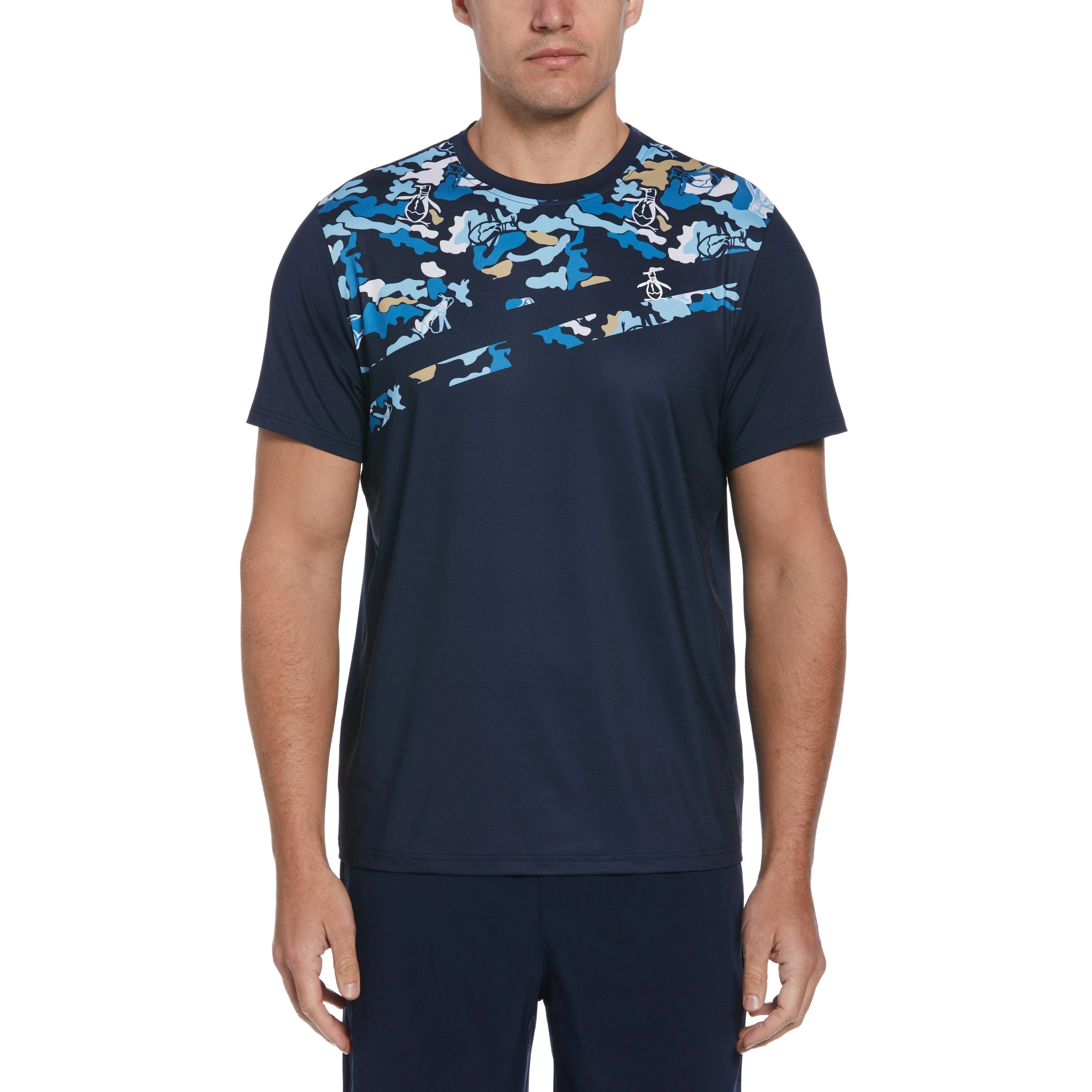 Asymmetric Camo Print Tennis Tee sold by Original Penguin