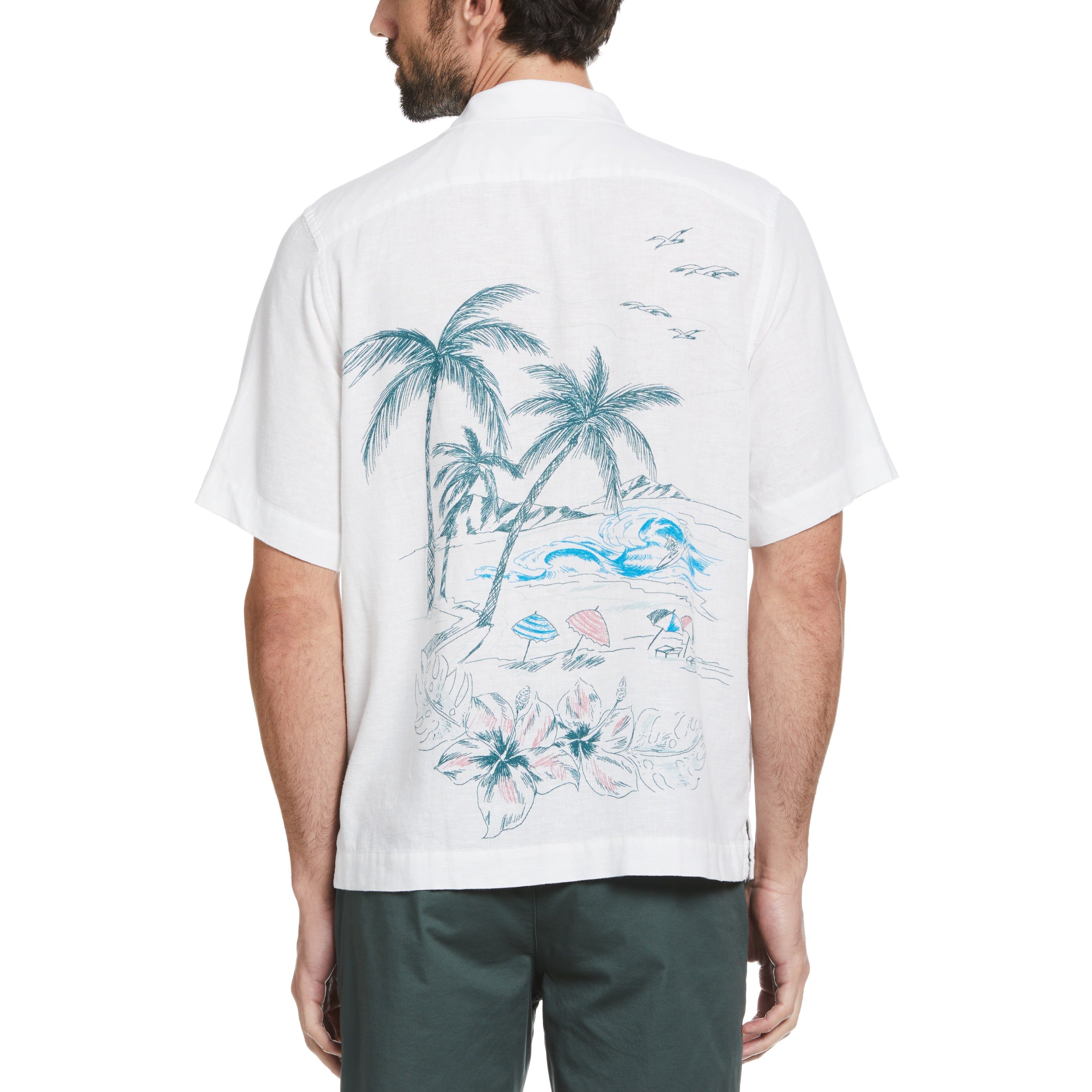 EcoVero™ Linen Blend Beach Print Shirt sold by Original Penguin product image thumbnail 2