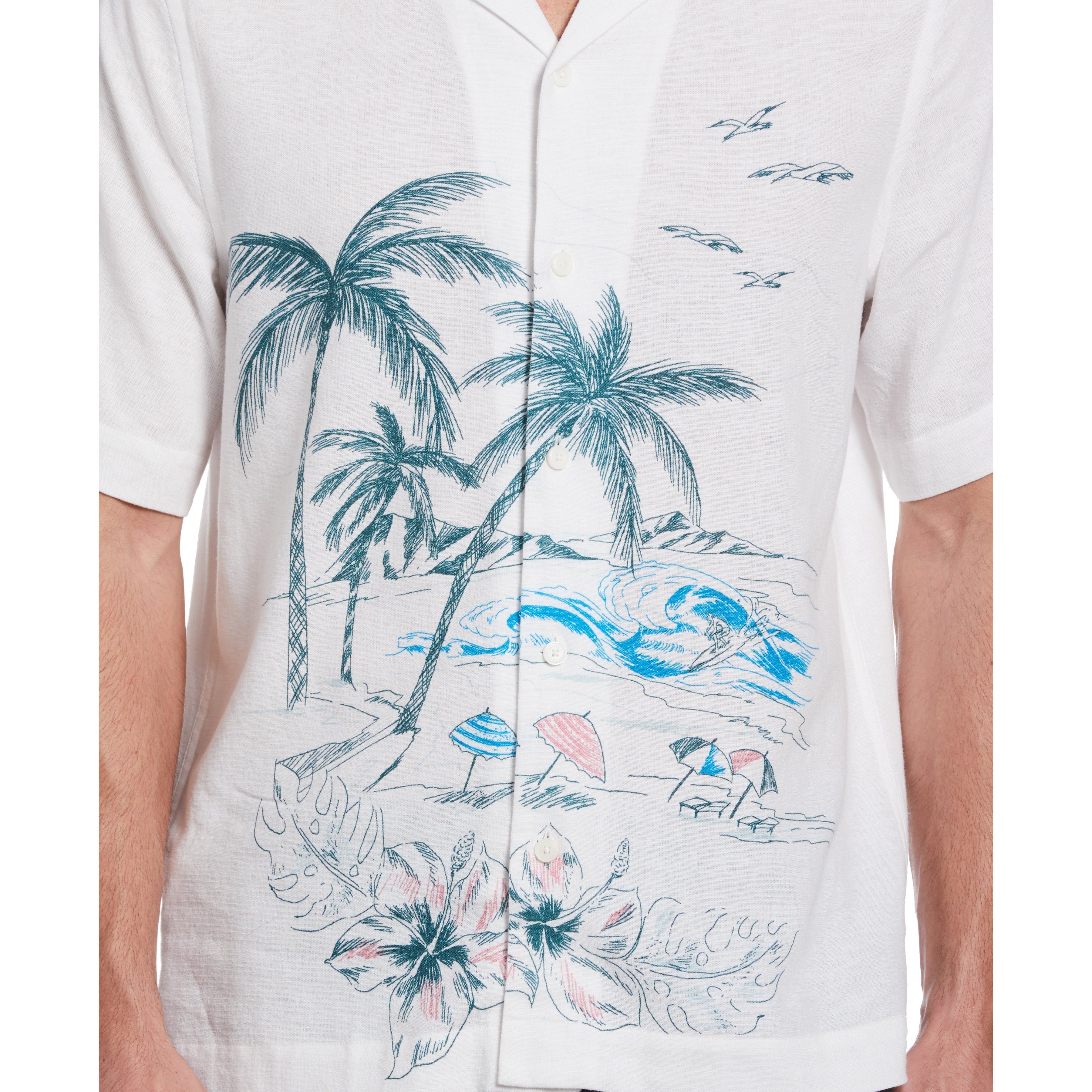 EcoVero™ Linen Blend Beach Print Shirt sold by Original Penguin product image thumbnail 3