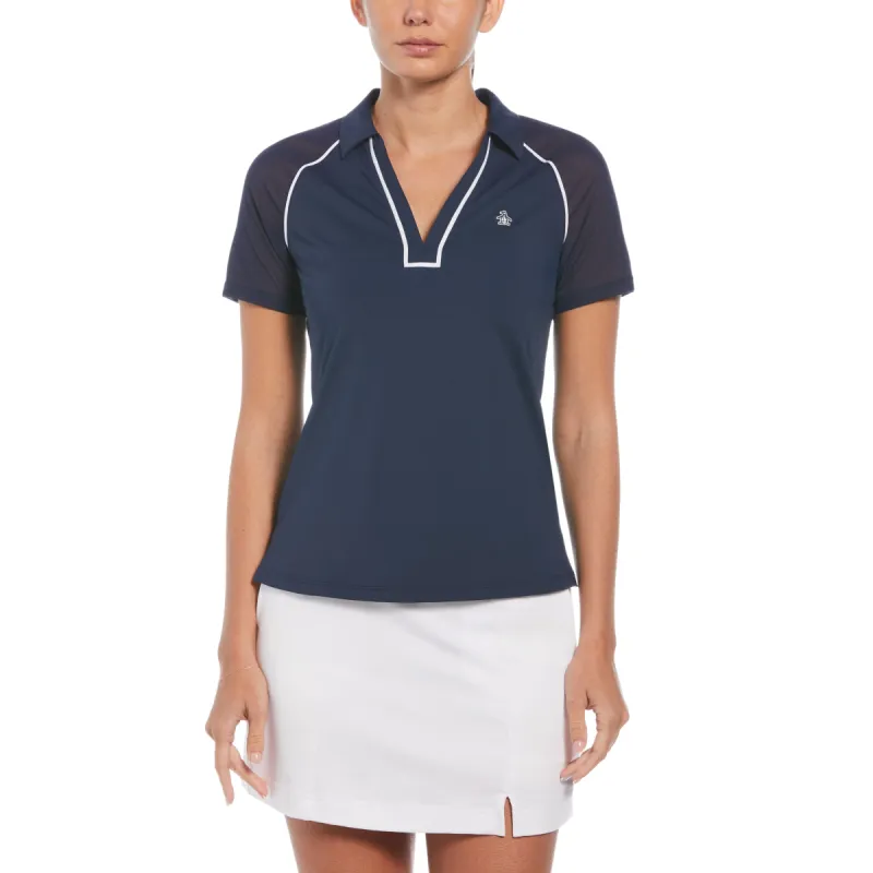 V-Neck Short Sleeve Golf Polo Shirt with Contrast Piping sold by Original Penguin