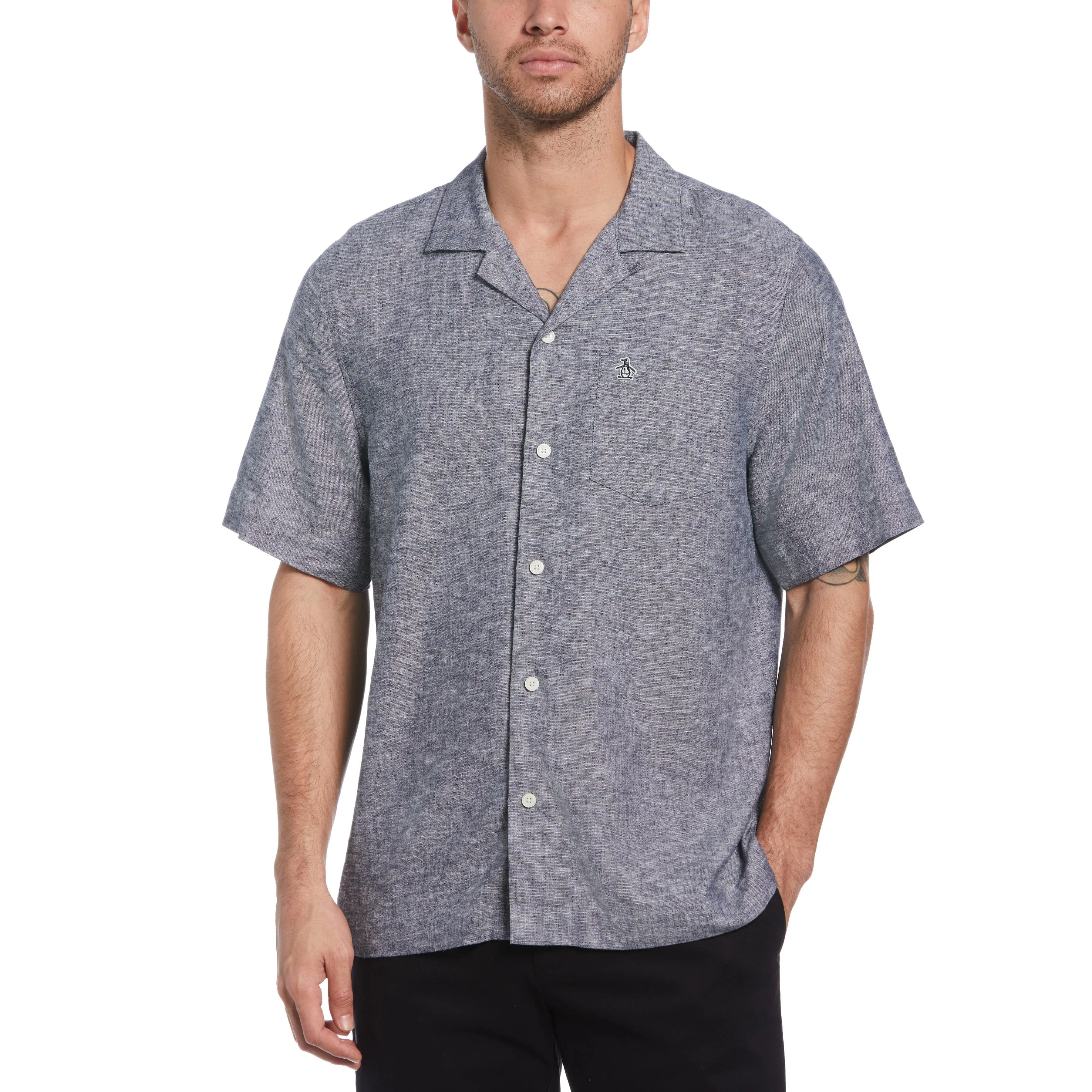 Ecovero™ Camp Collar Linen Shirt sold by Original Penguin