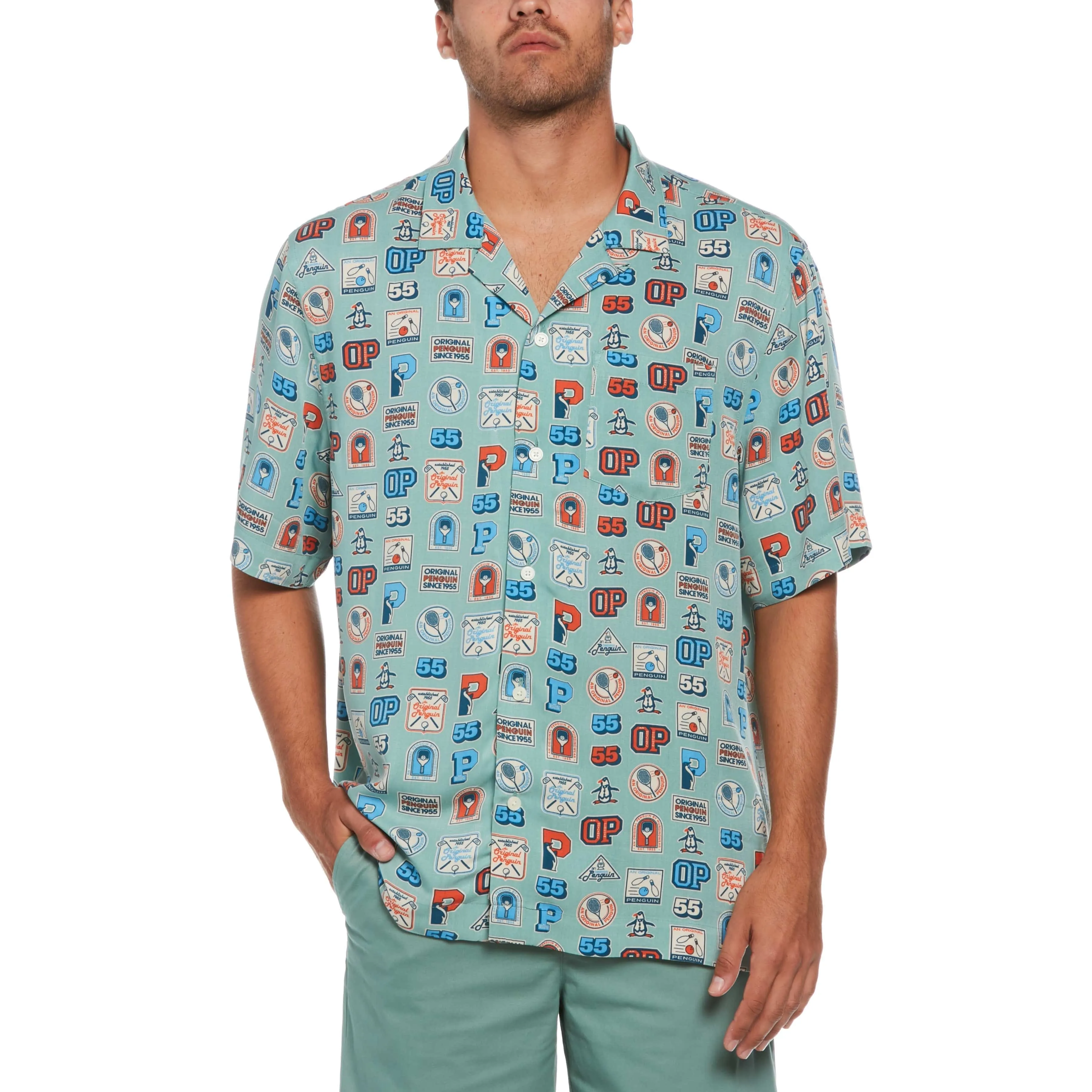 Ecovero™ All Over Collegiate Print Shirt sold by Original Penguin