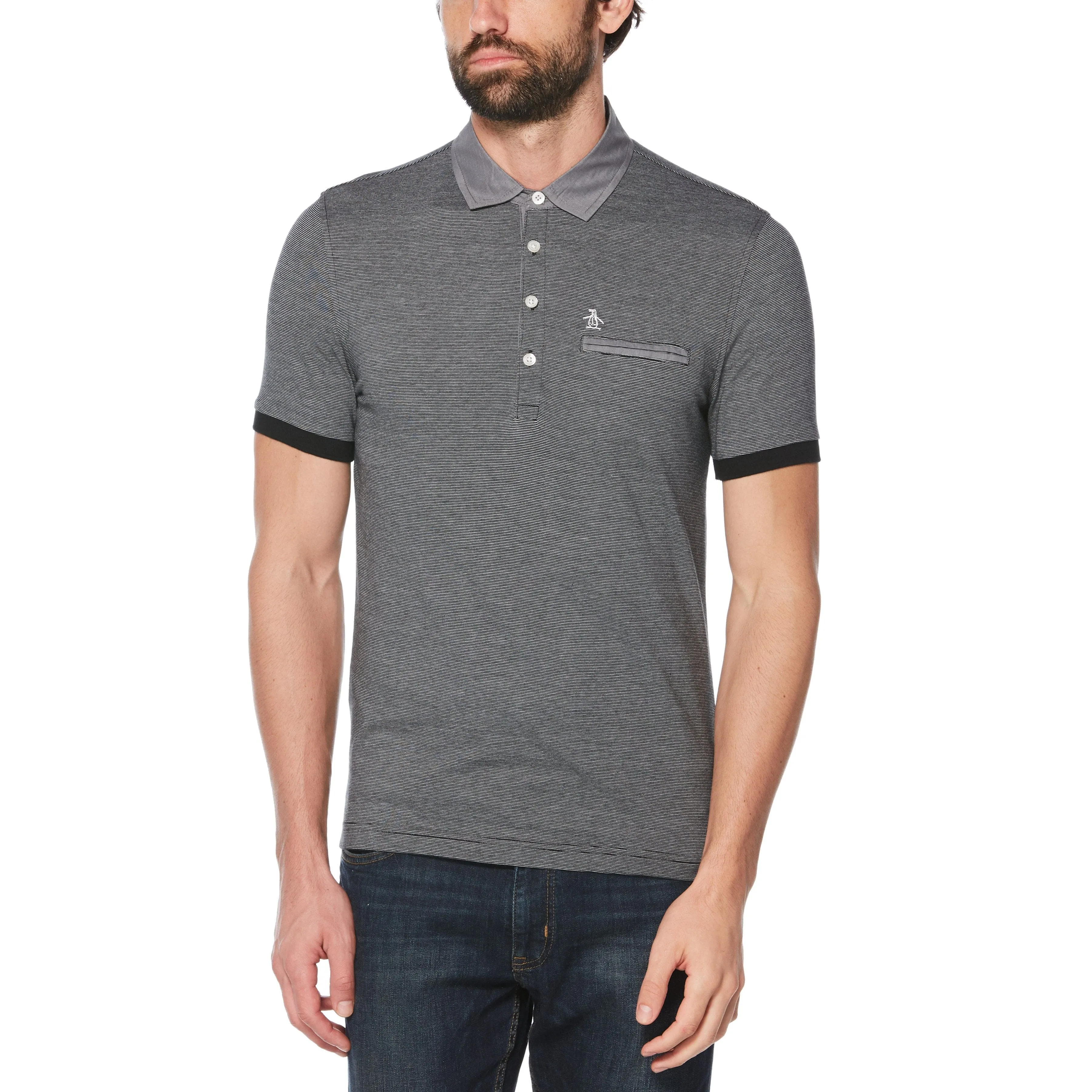 Stripe Chambray Collar Polo sold by Original Penguin