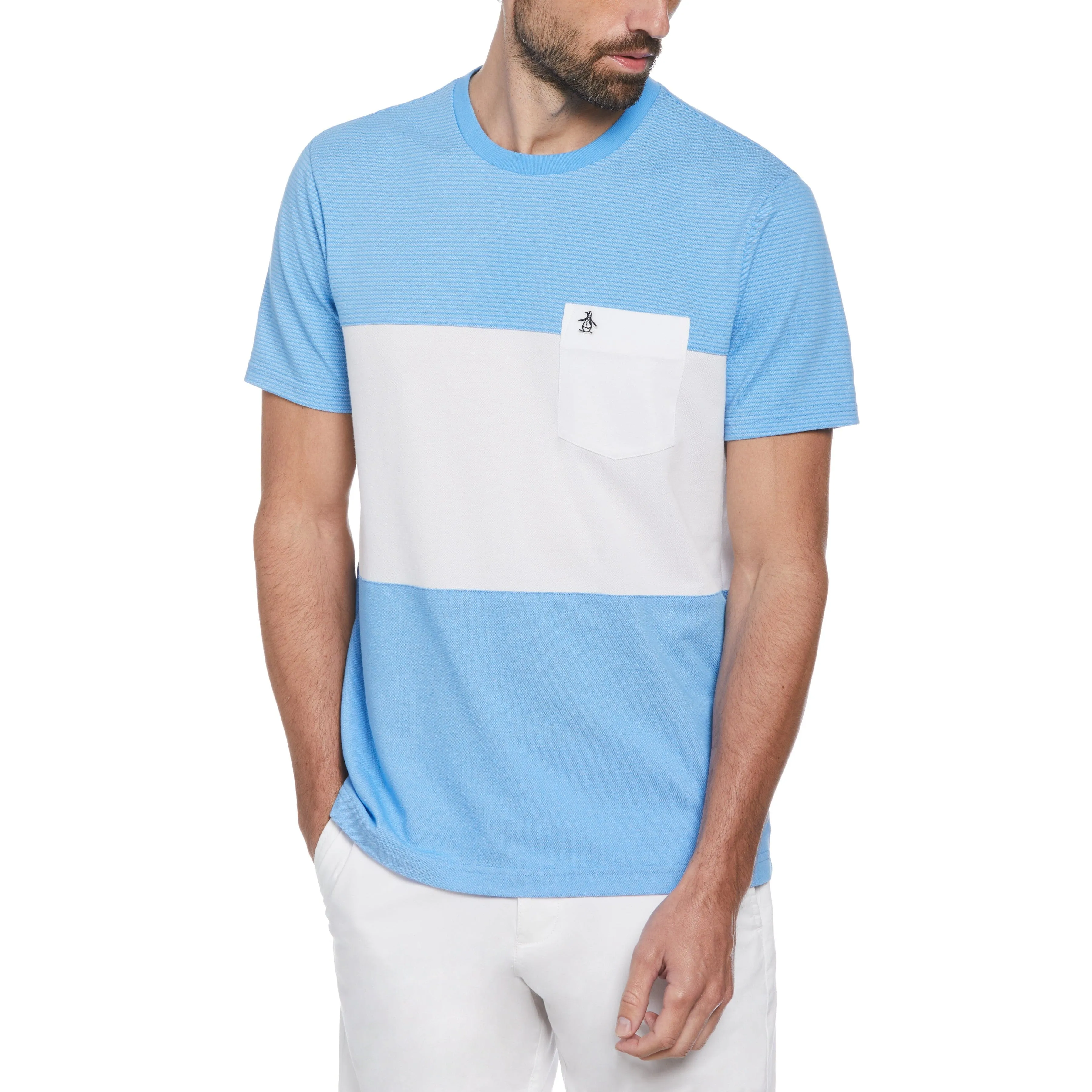 Birdseye Pique Color Block Pocket Tee sold by Original Penguin