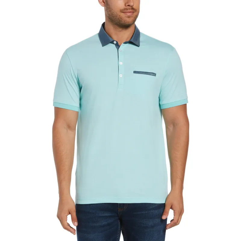 Feeder Stripe Chambray Collar Polo sold by Original Penguin