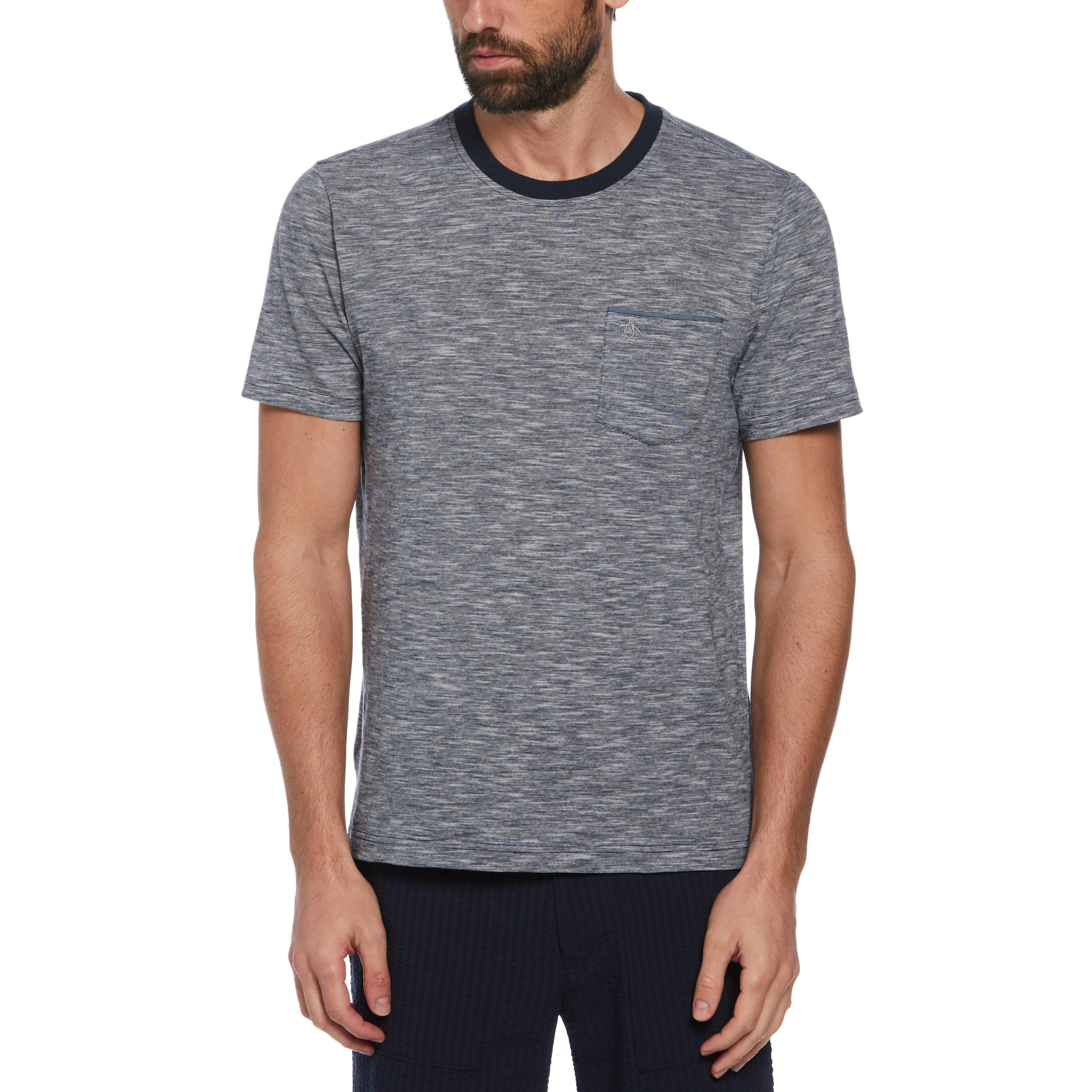 Stripe Chambray Tipped Pocket Tee sold by Original Penguin