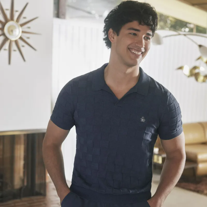 Jacquard Johnny Collar Sweater Polo sold by Original Penguin