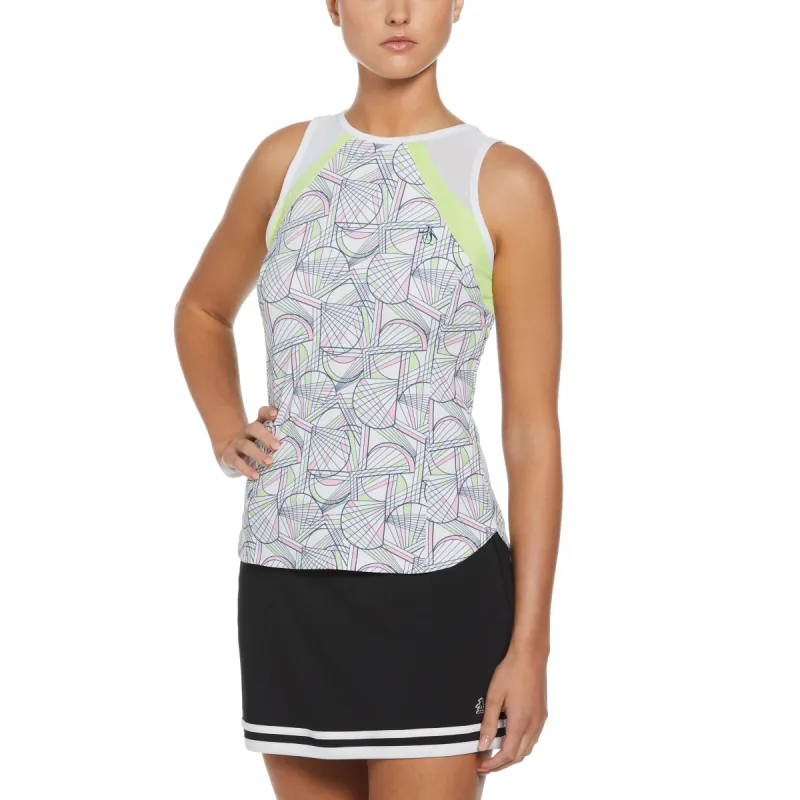 Women's Racket Print Mesh Block Tennis Tank Top sold by Original Penguin
