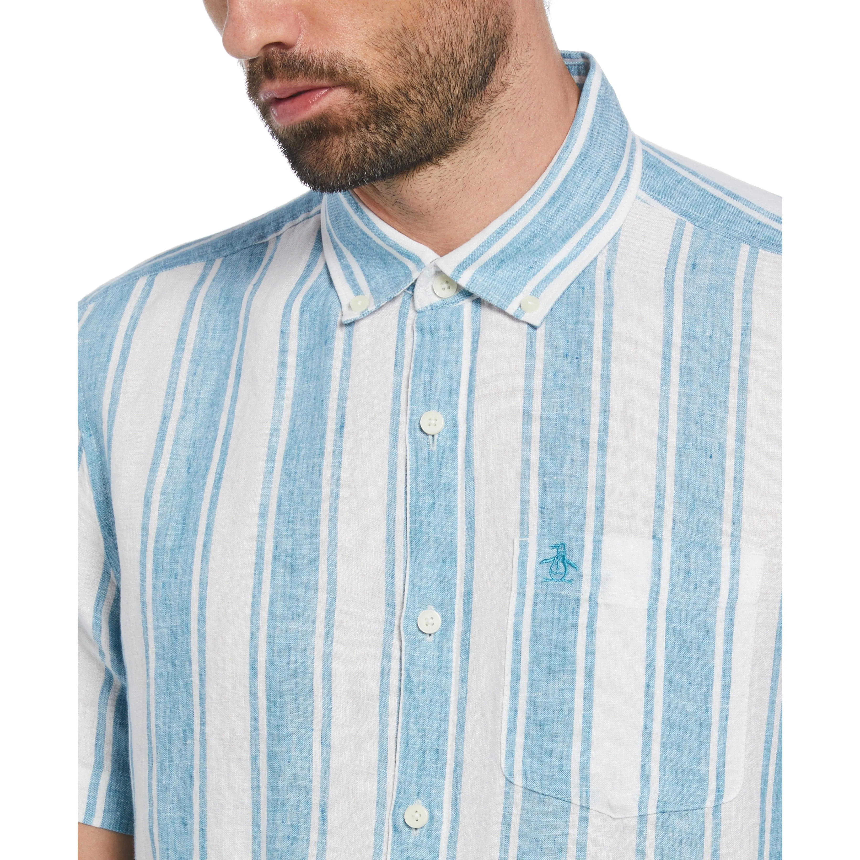 Linen Vertical Stripe Print Shirt sold by Original Penguin product image thumbnail 3