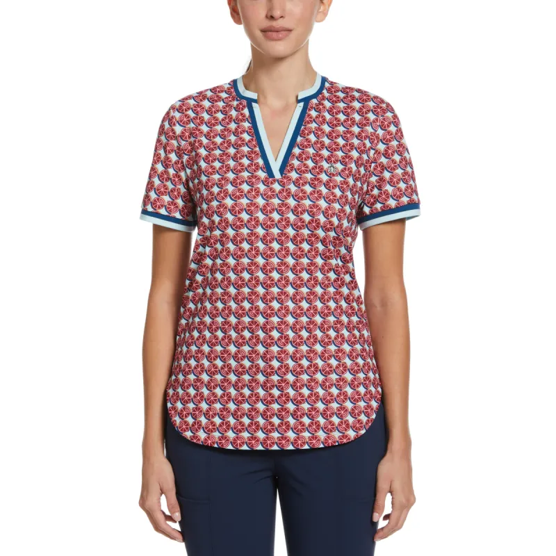 Women's Pomegranate Geo Golf Top sold by Original Penguin