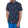 Palm Tree Print Linen Blend Shirt sold by Original Penguin