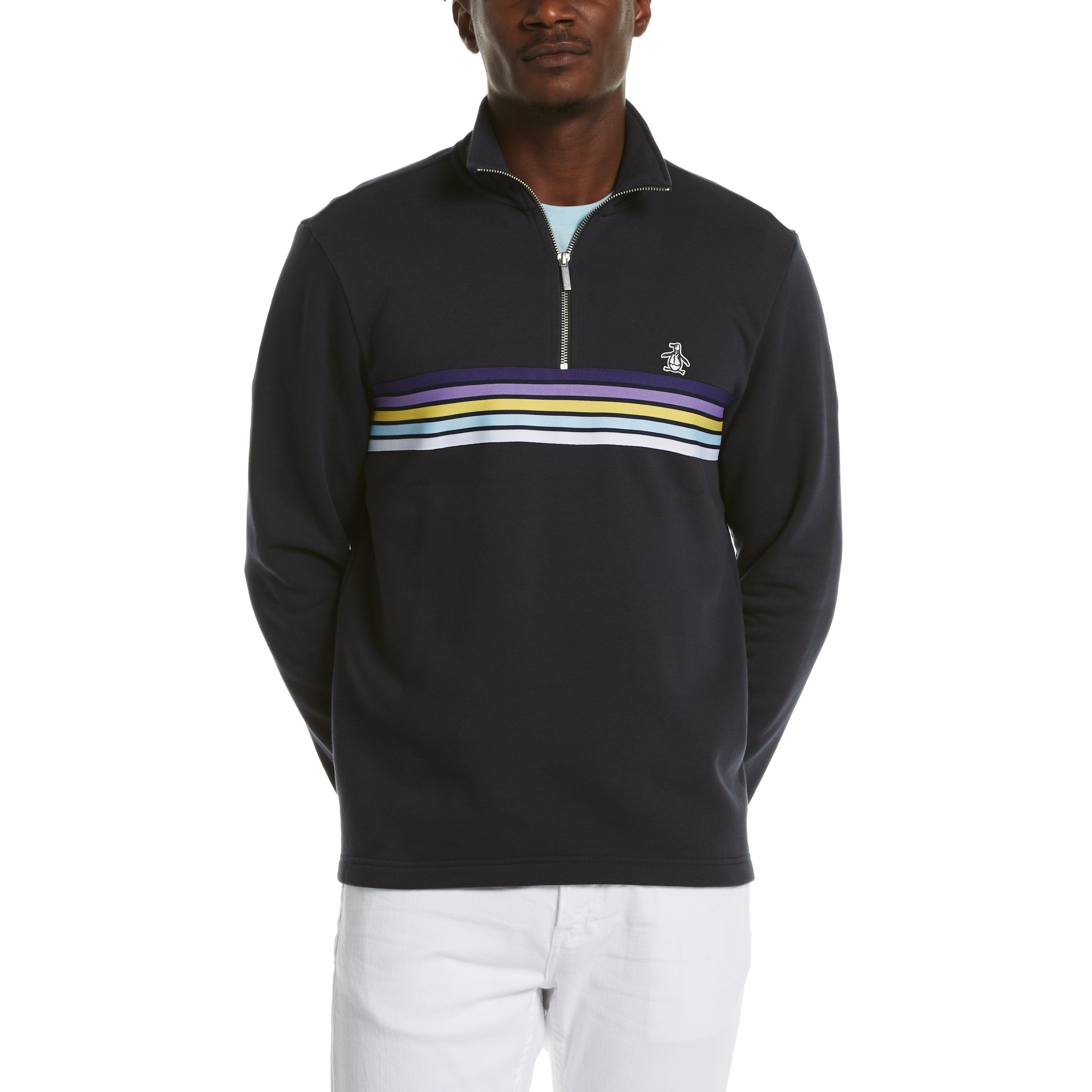 Chest Stripe Quarter Zip Fleece sold by Original Penguin