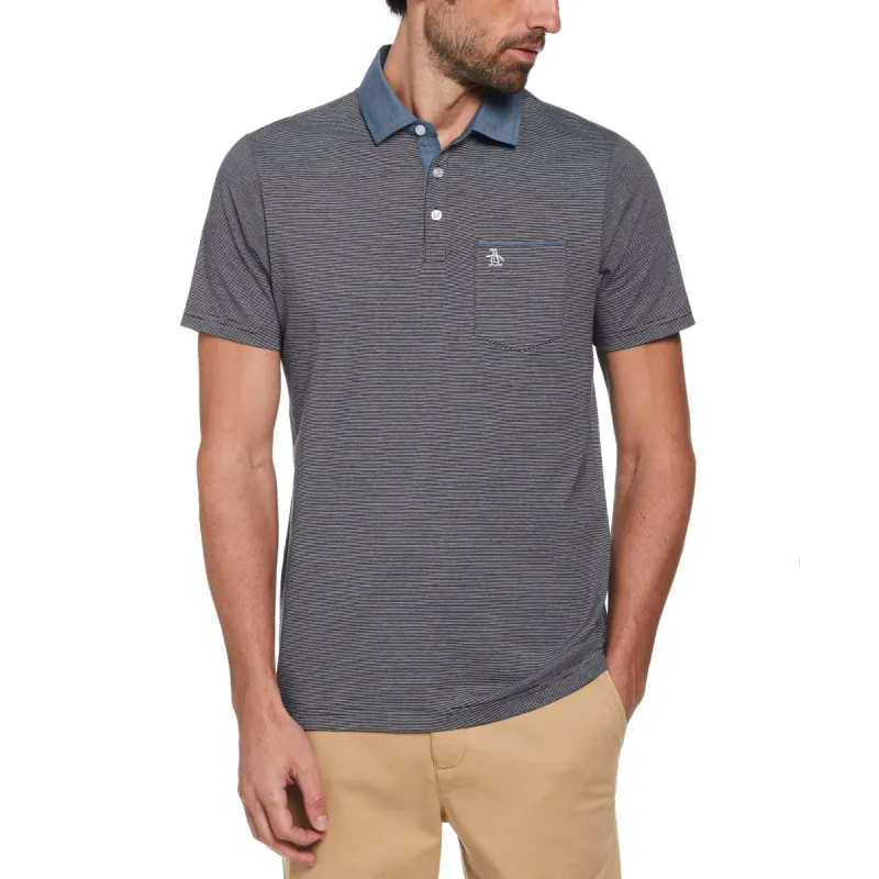 Stripe Chambray Collar Polo sold by Original Penguin