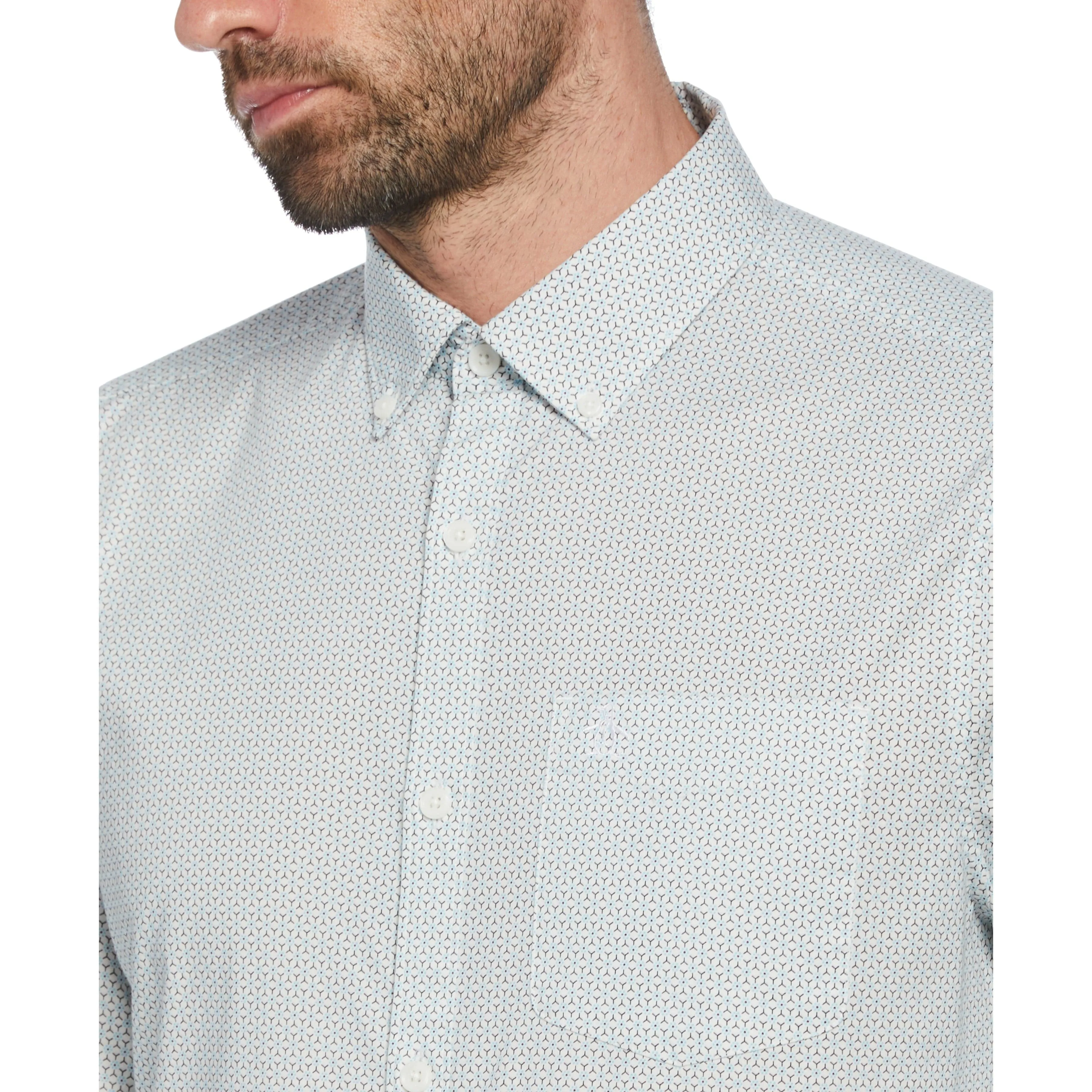 Poplin Mini Geometric Floral Print Shirt sold by Original Penguin product image thumbnail 3