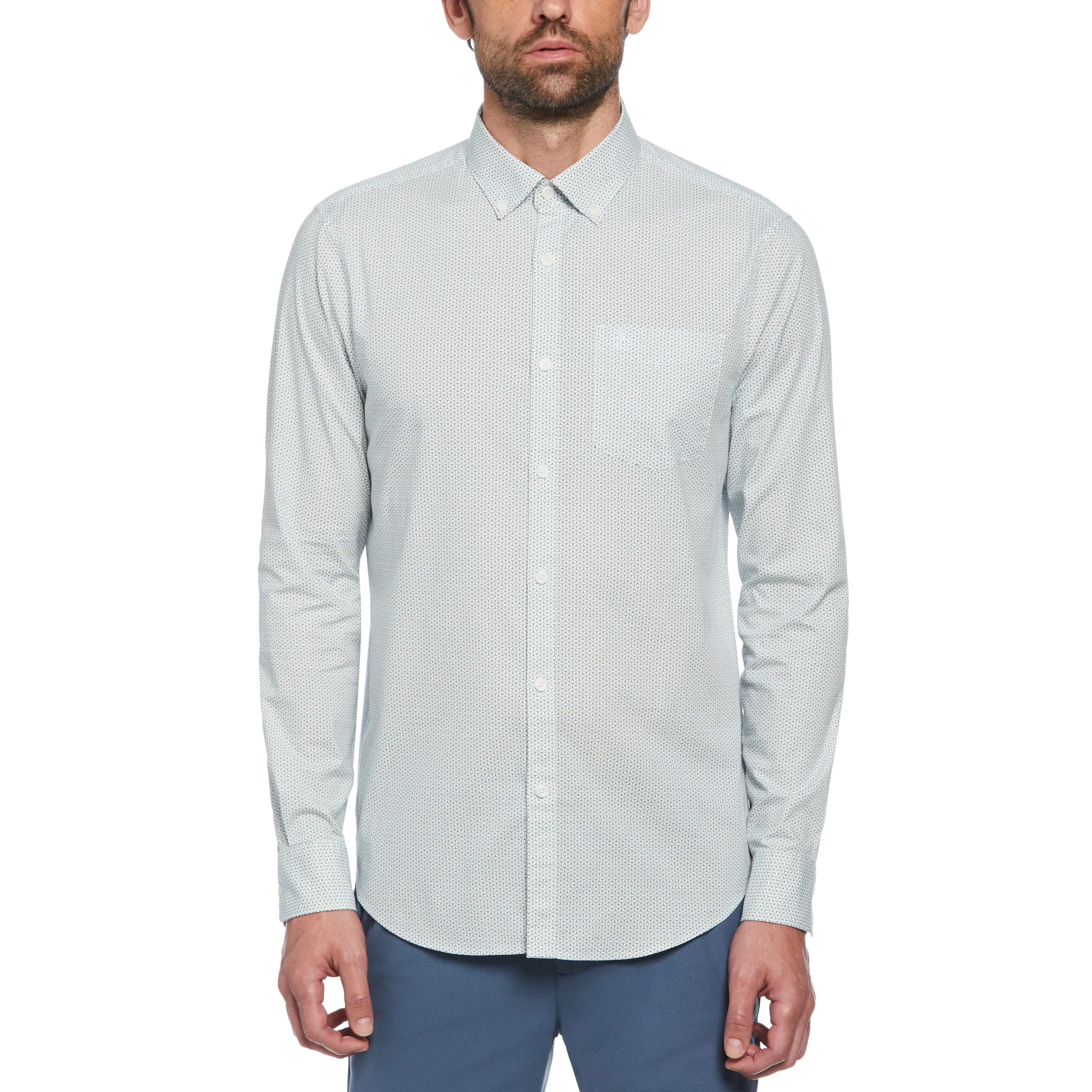 Poplin Mini Geometric Floral Print Shirt sold by Original Penguin