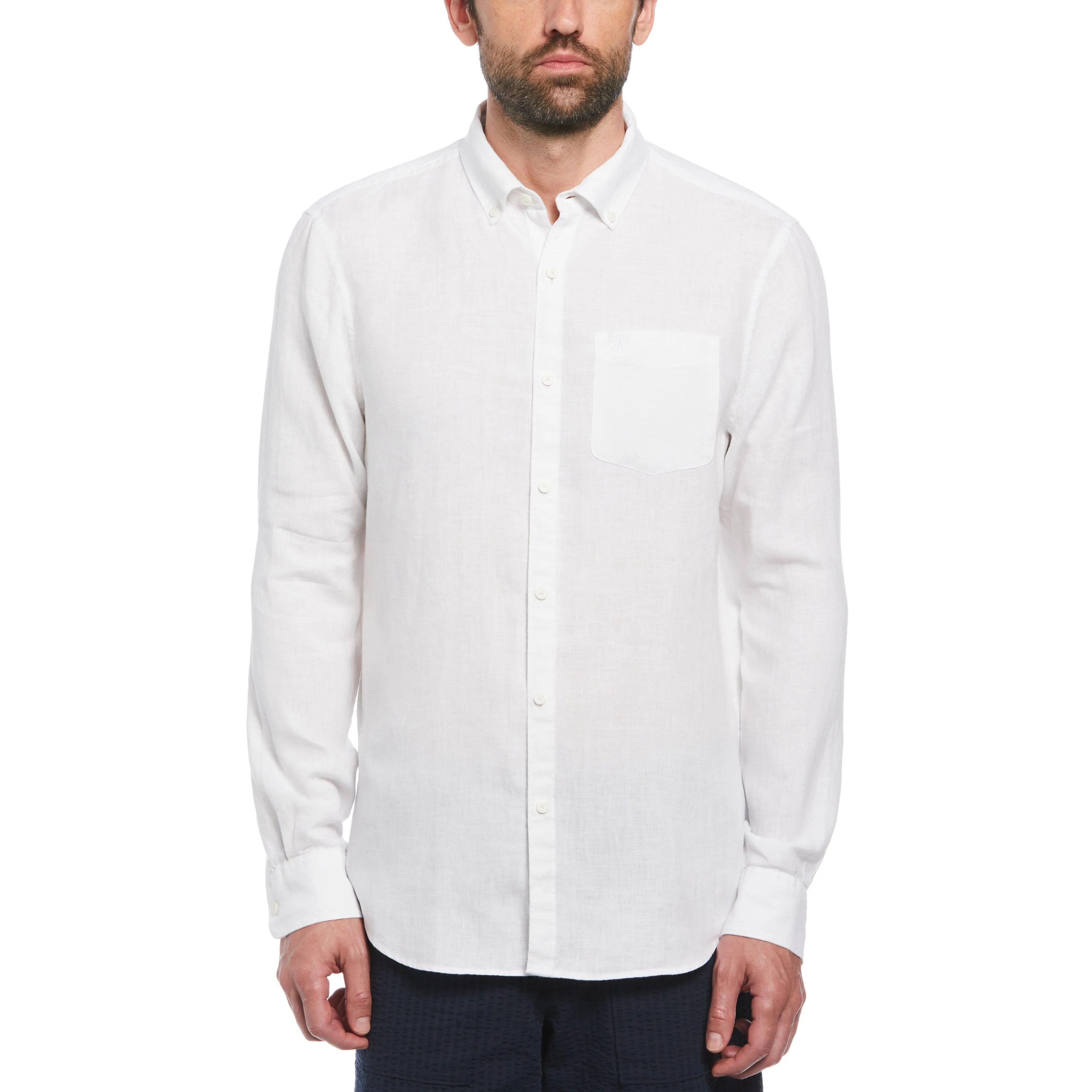 Linen Long Sleeve Button-Down Shirt sold by Original Penguin
