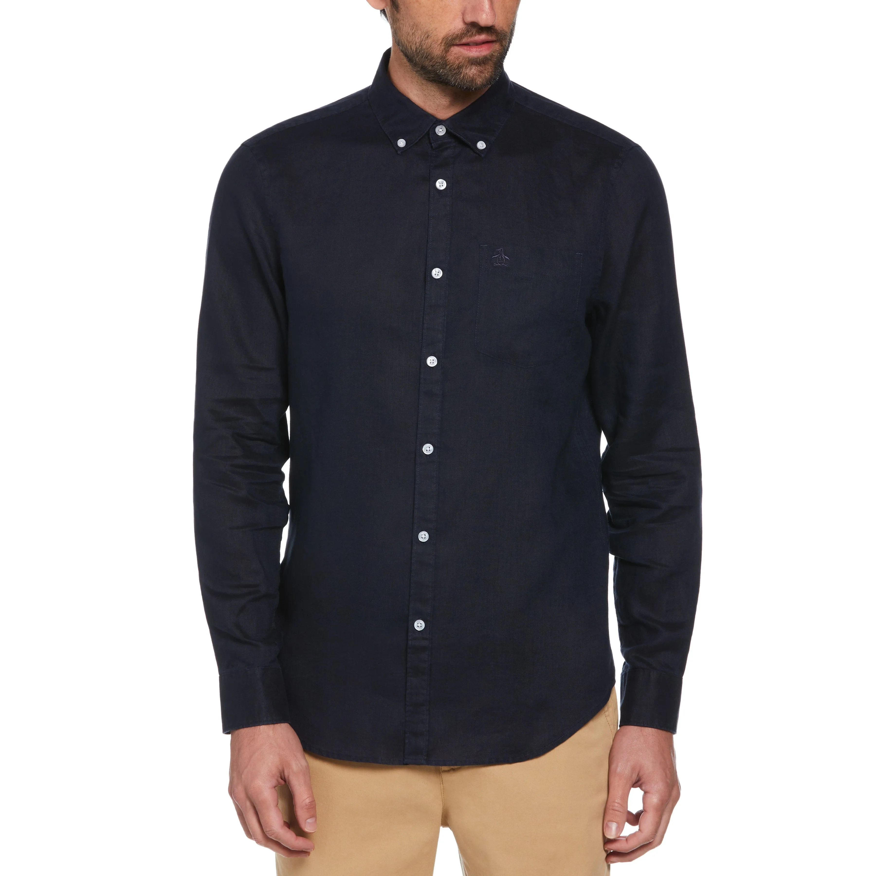 Long Sleeve Washed Linen Shirt sold by Original Penguin