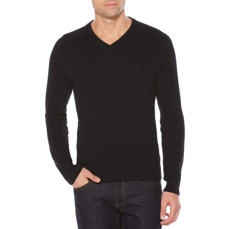 Big & Tall Honeycomb V-Neck Sweater sold by Original Penguin
