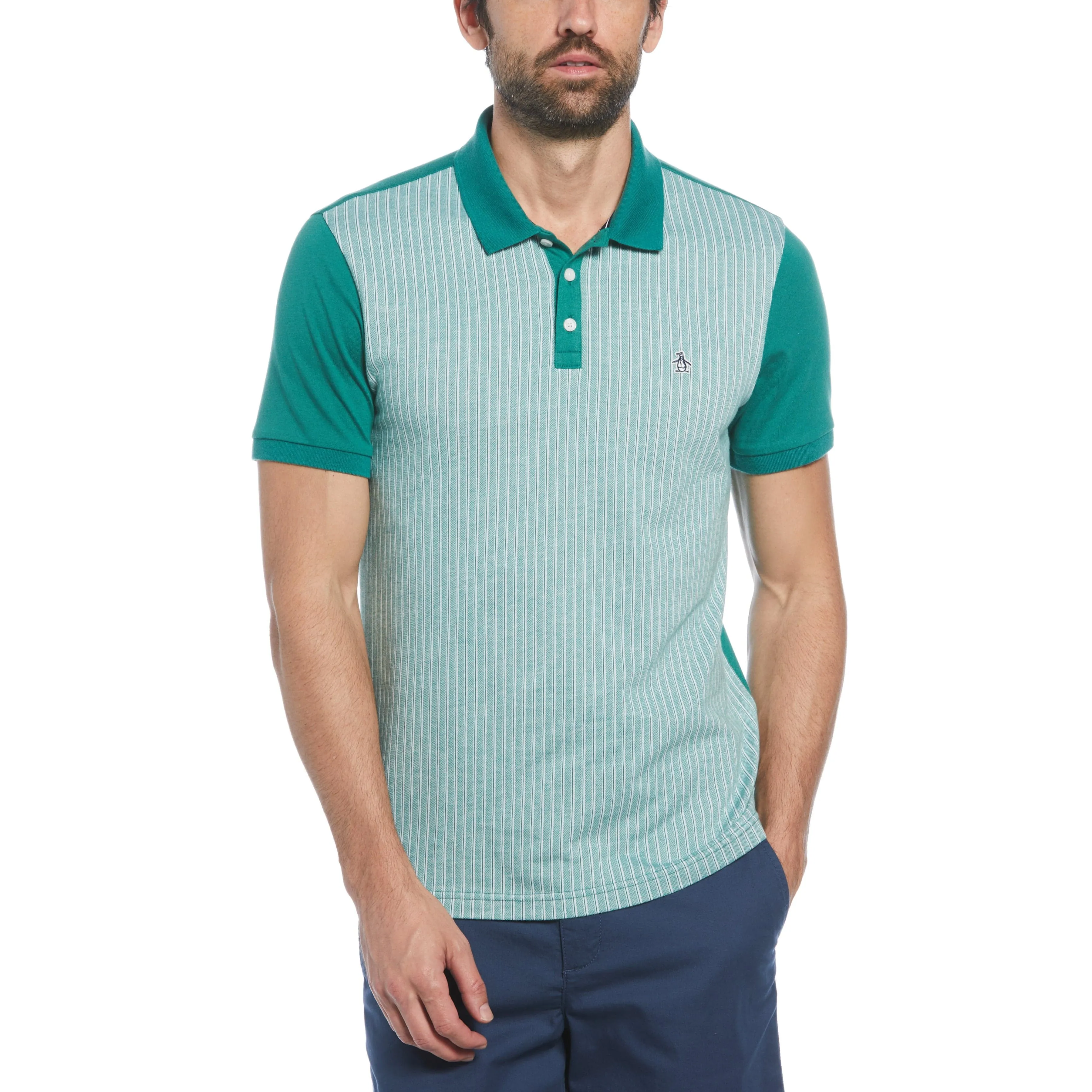 Jacquard Vertical Stripe Front Polo sold by Original Penguin